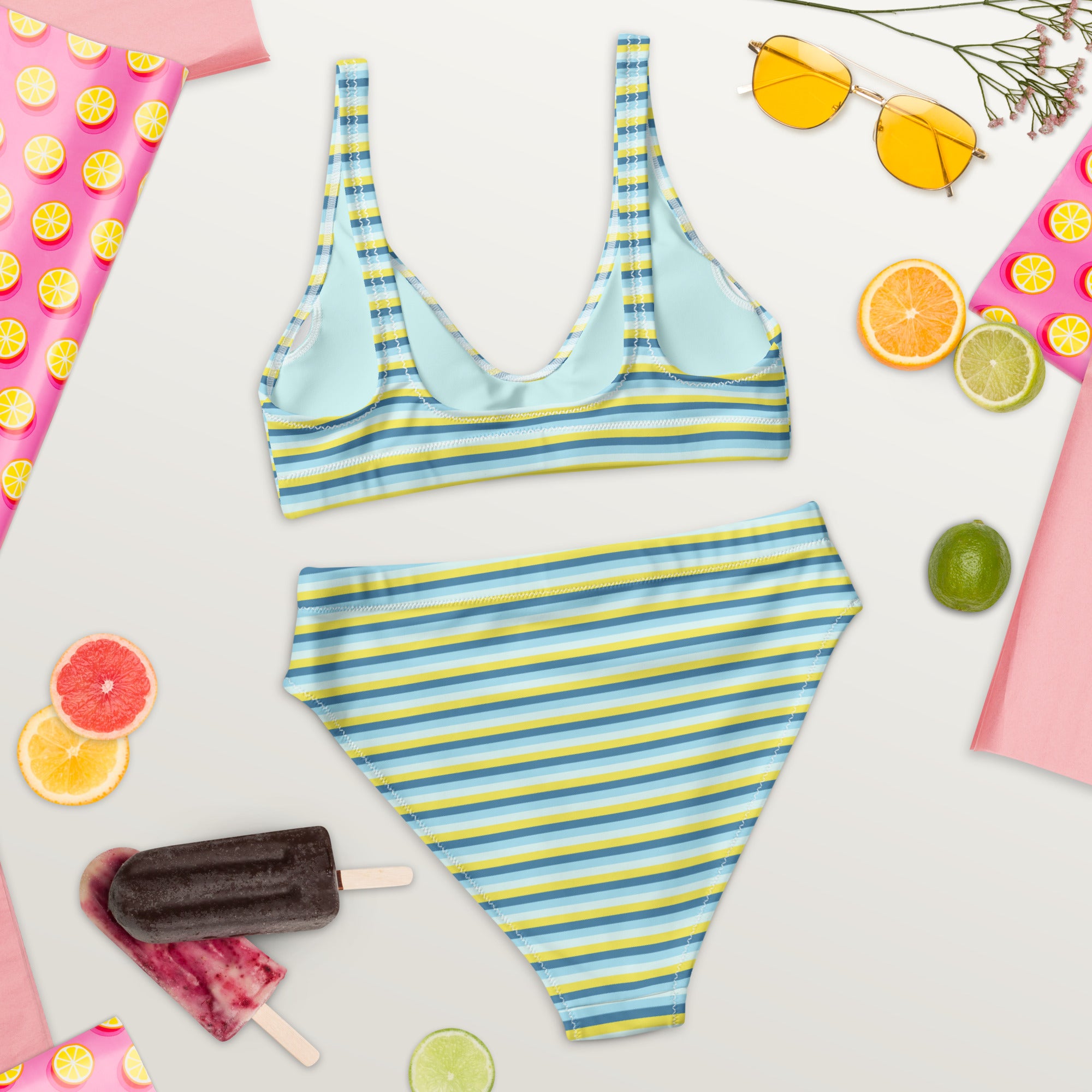 Recycled High-Waisted Colorful Striped Bikini I