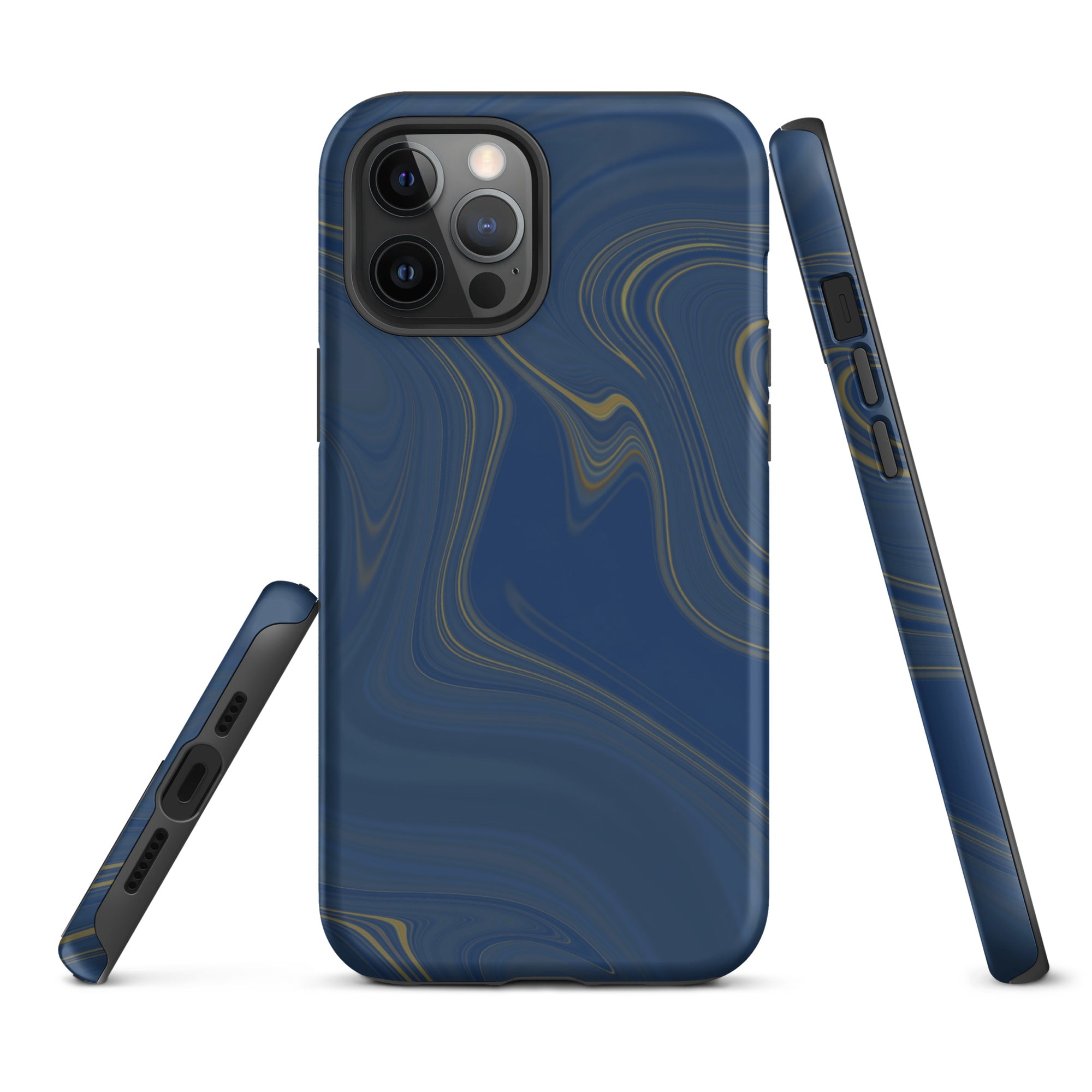 Tough Case for iPhone®- Liquid Gold Marble Blue
