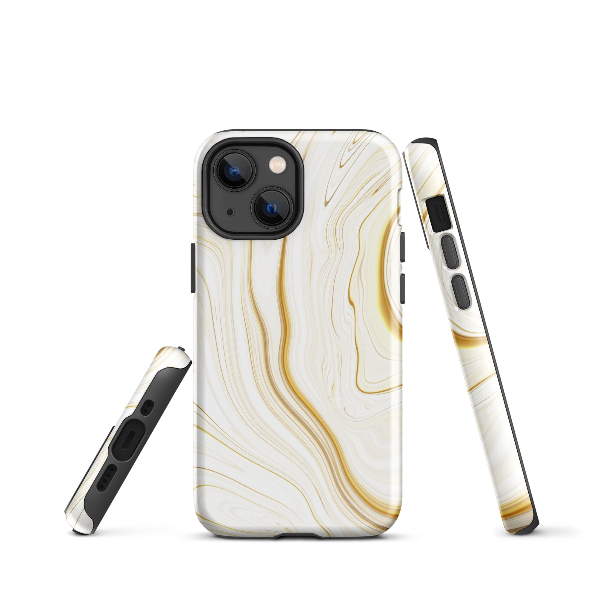 Tough Case for iPhone®- Liquid Gold Marble White