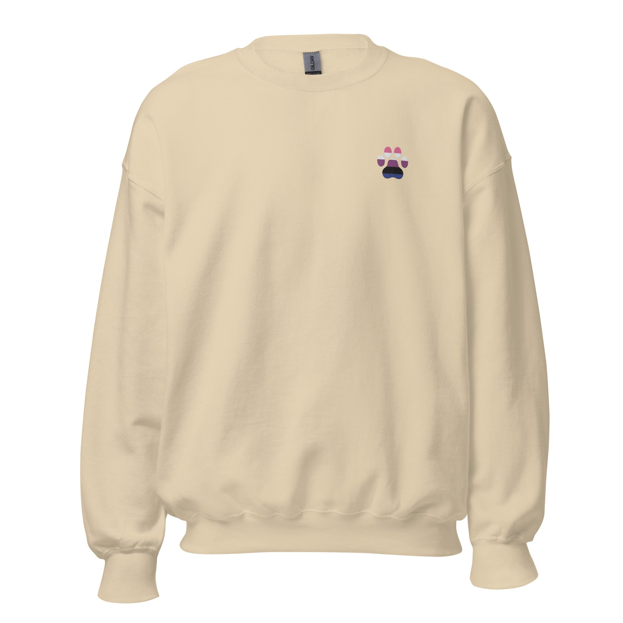 Dog Paw Embroidered Unisex Sweatshirt-Genderfluid