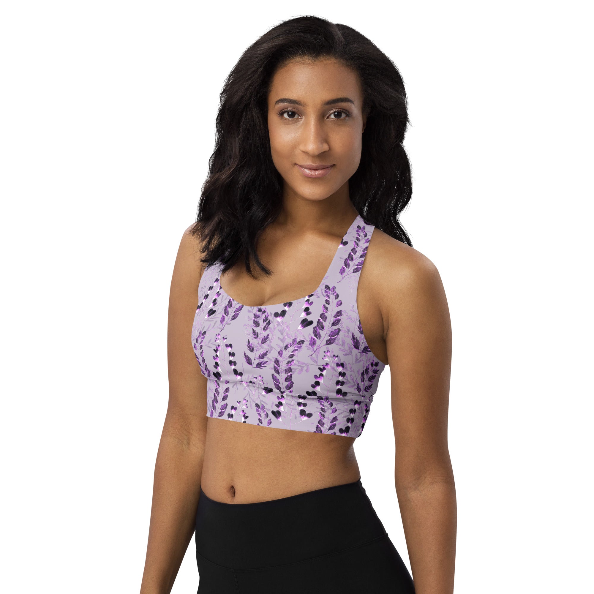 Longline sports bra- Purple Fern