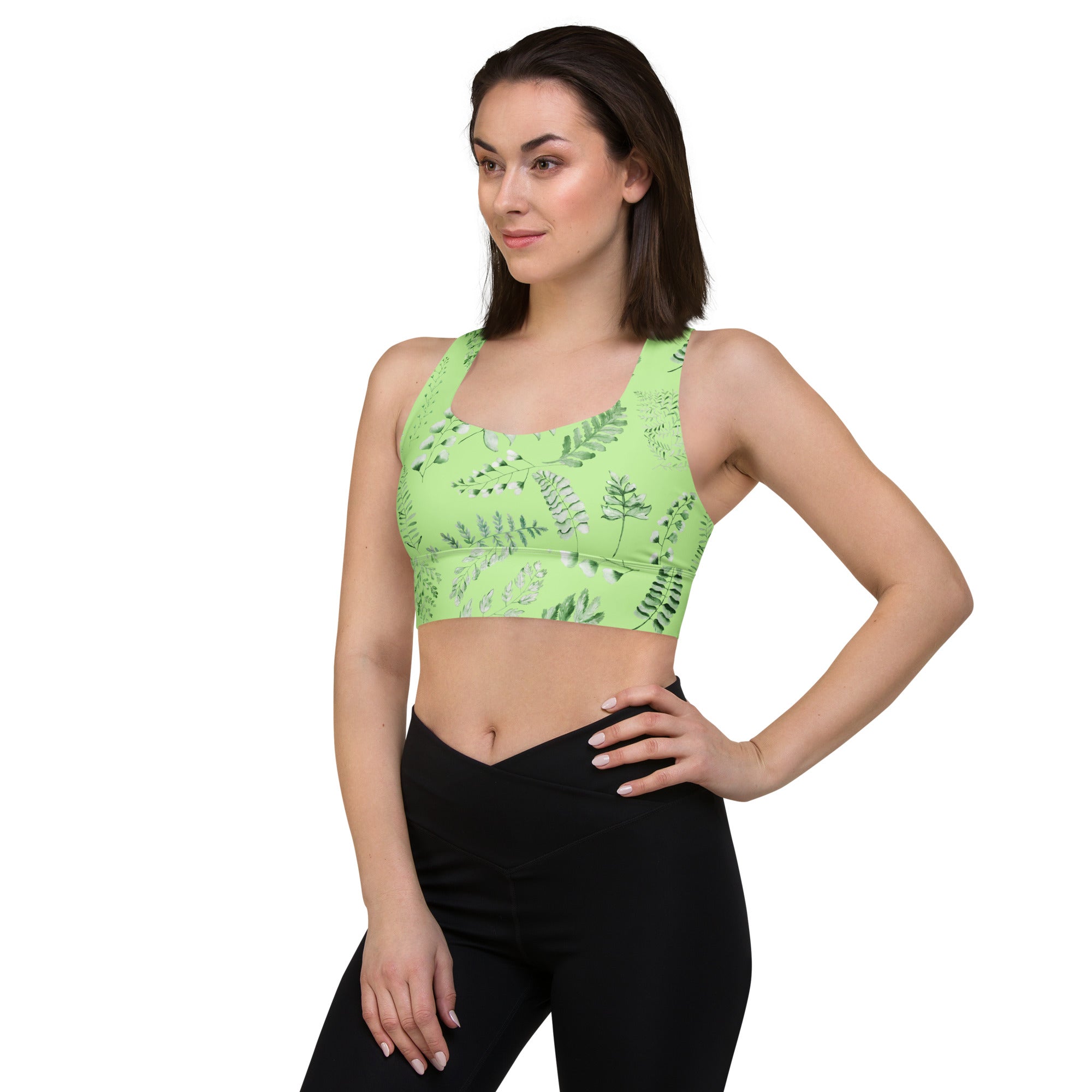 Longline sports bra- Green Fern