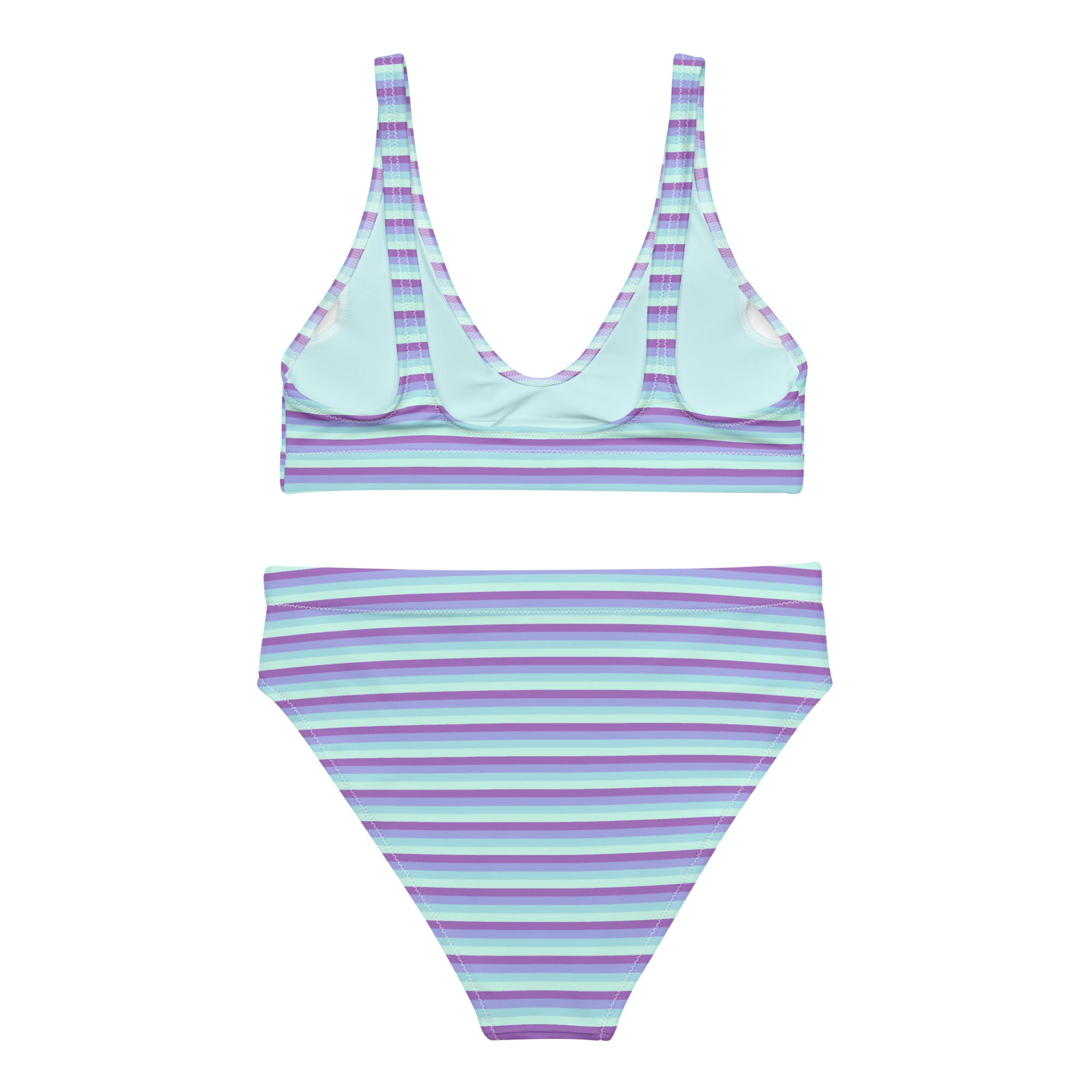 Recycled High-Waisted Colorful Striped Bikini IX