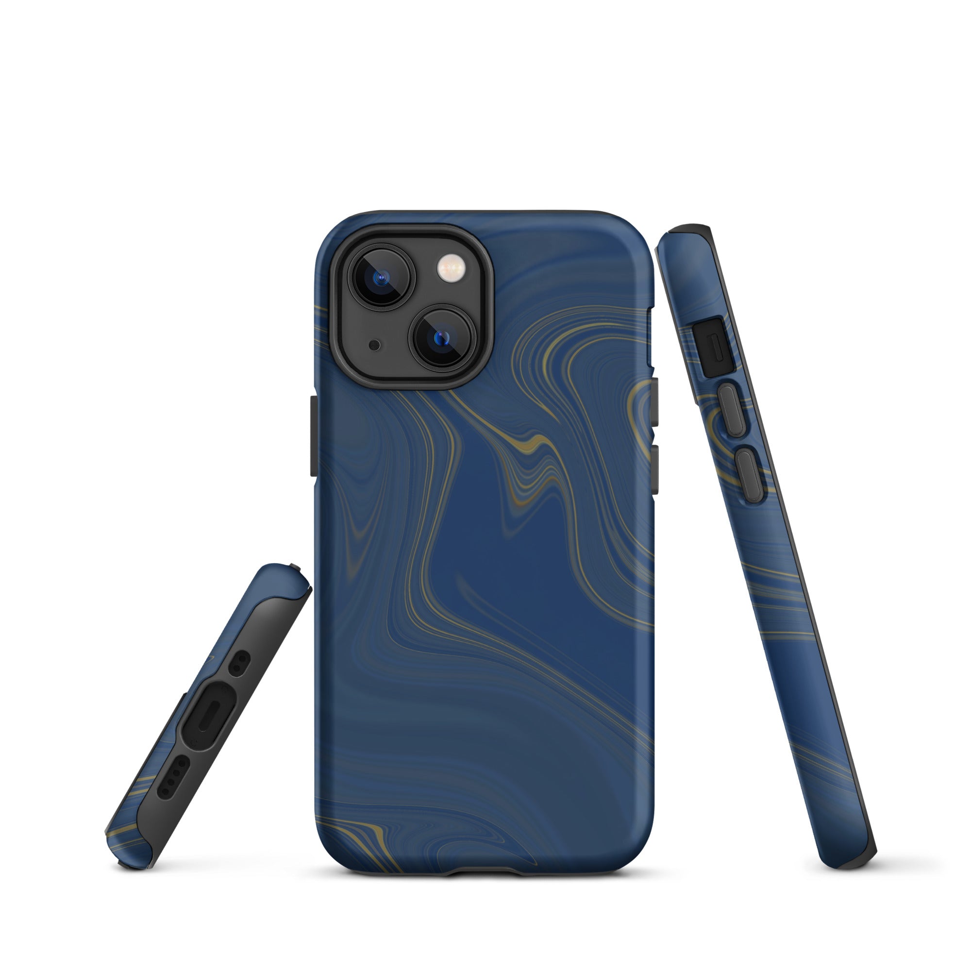 Tough Case for iPhone®- Liquid Gold Marble Blue