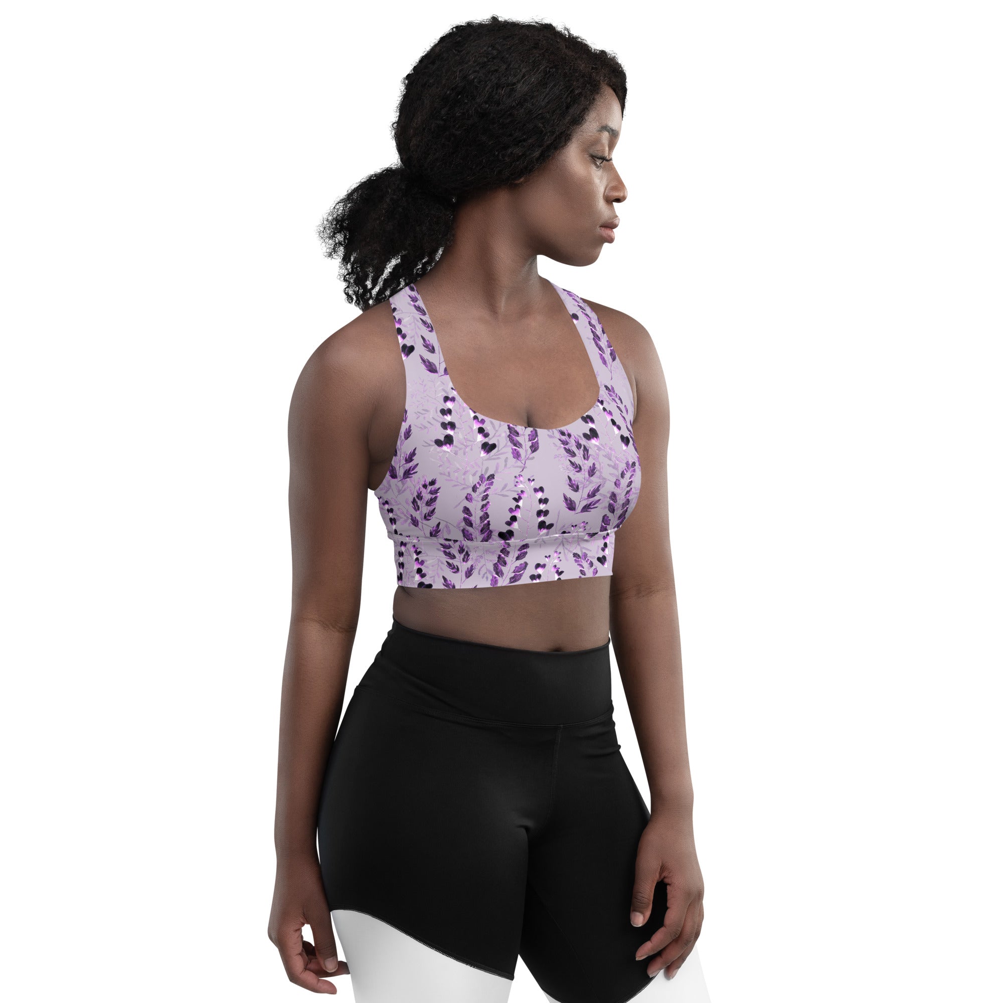 Longline sports bra- Purple Fern