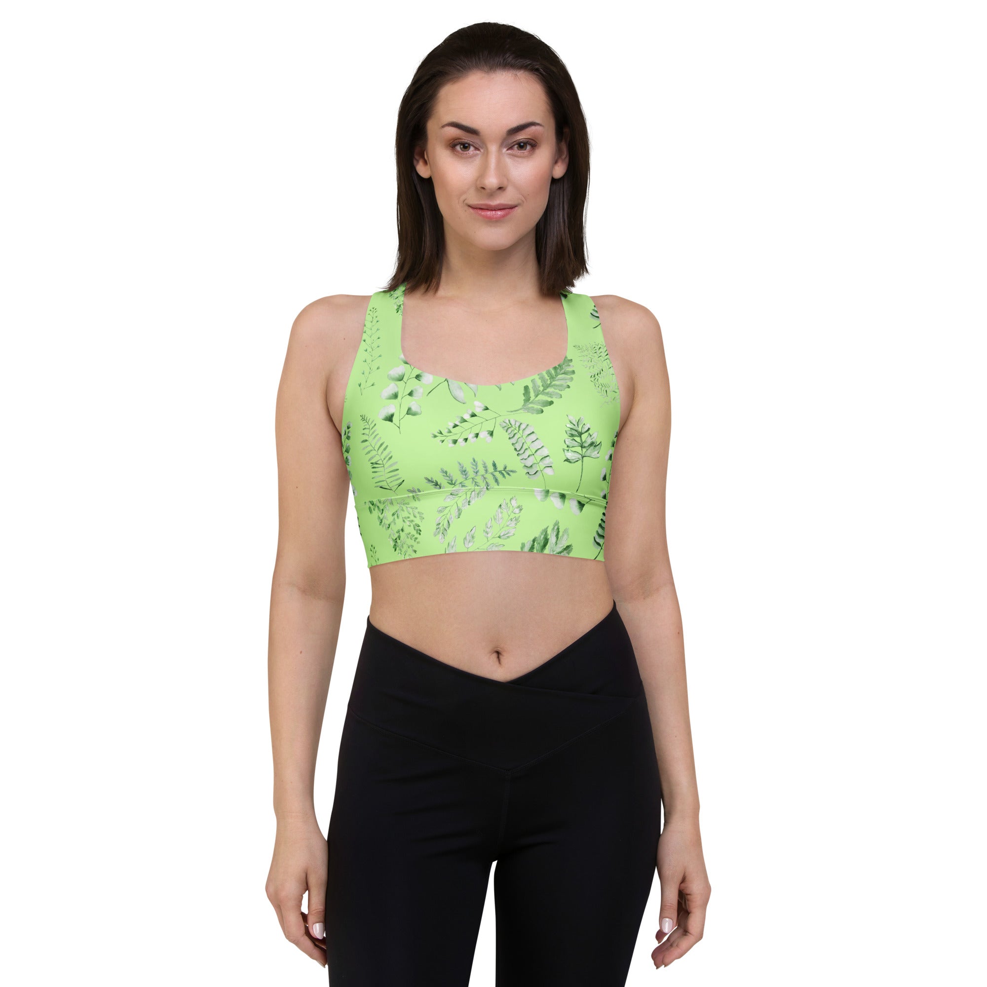 Longline sports bra- Green Fern