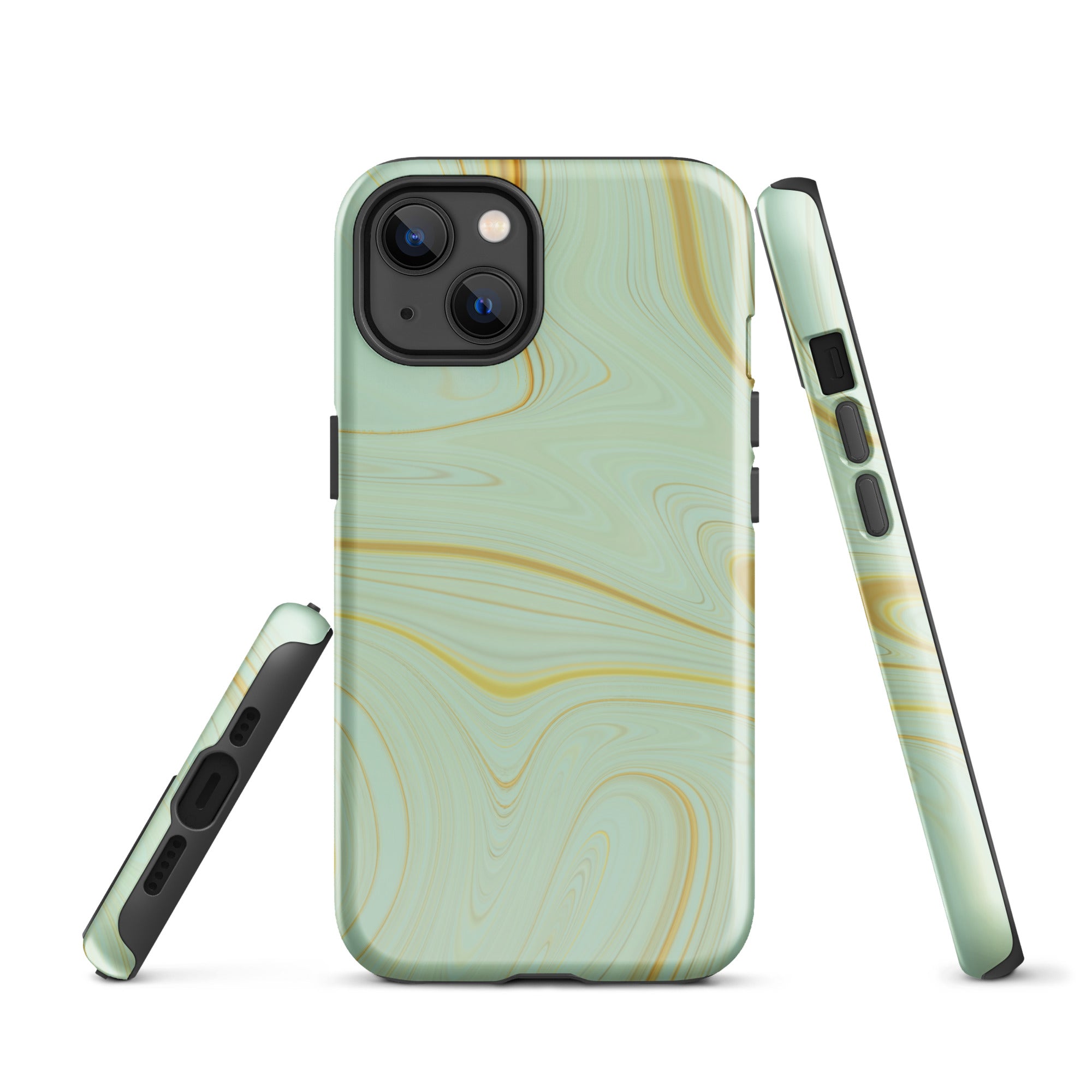 Tough Case for iPhone®- Liquid Gold Marble Green