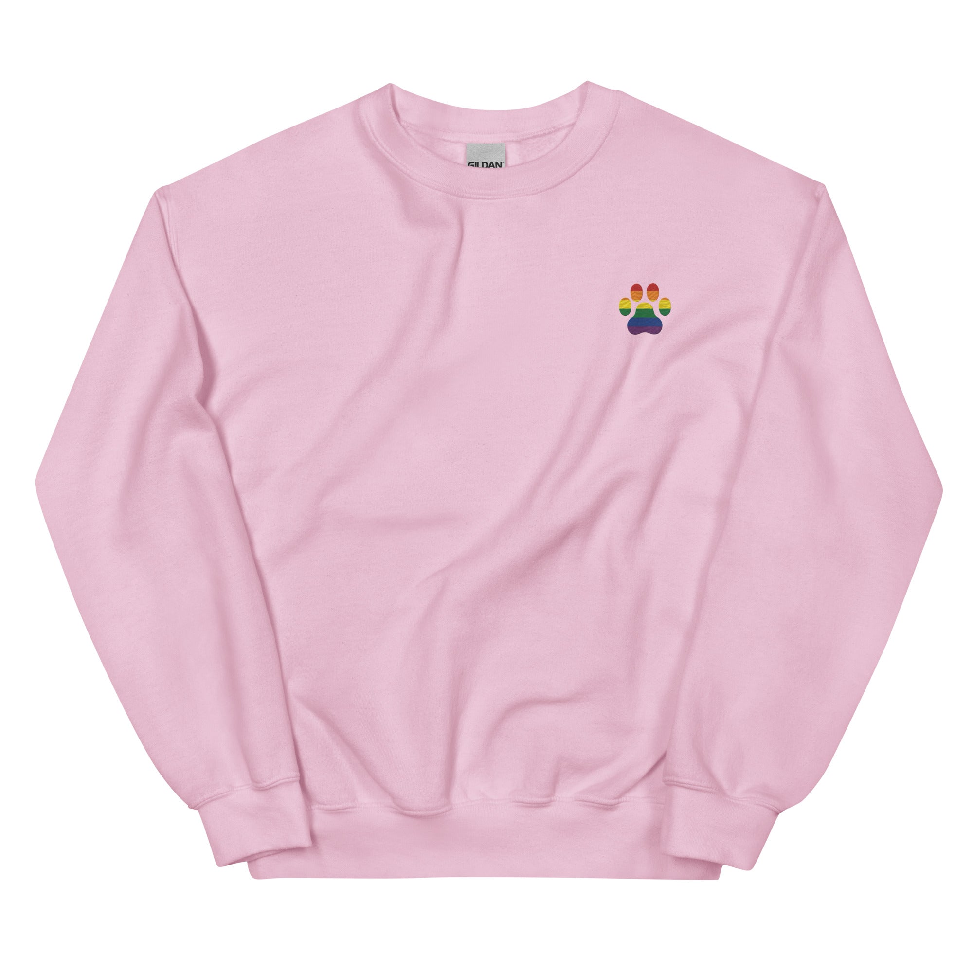 Dog Paw Embroidered Unisex Sweatshirt-Rainbow