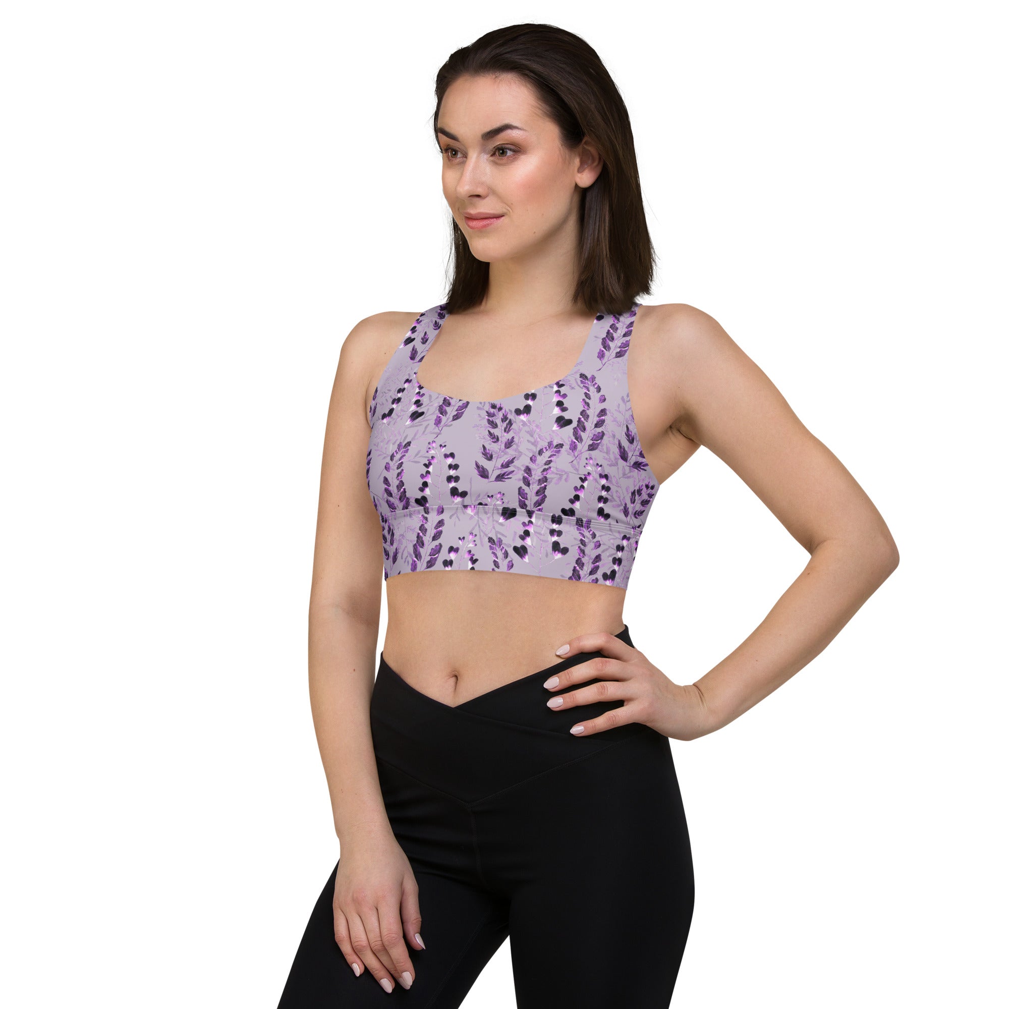 Longline sports bra- Purple Fern