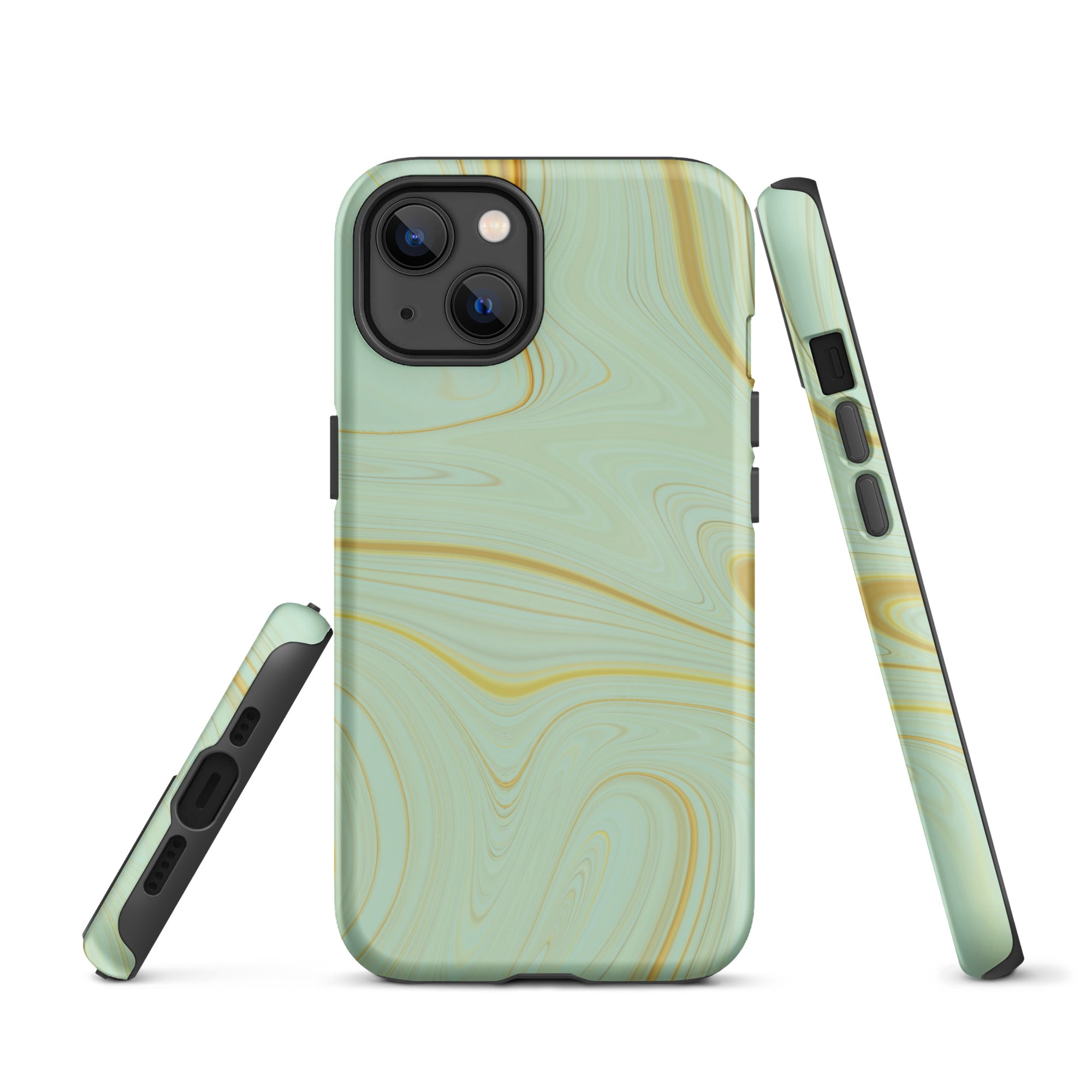 Tough Case for iPhone®- Liquid Gold Marble Green