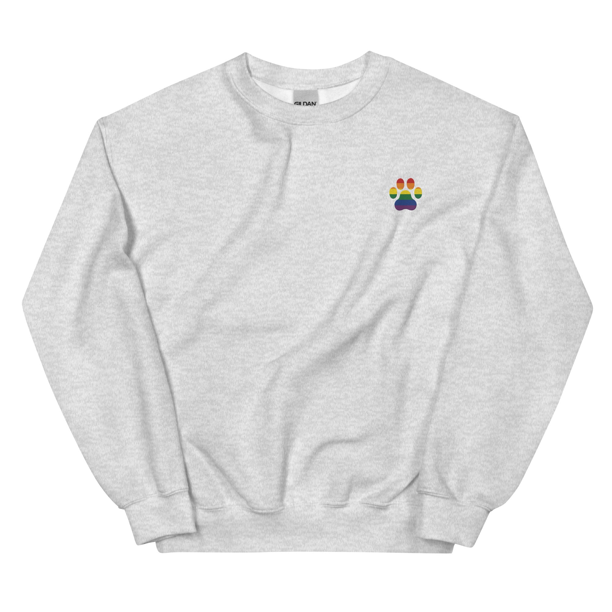 Dog Paw Embroidered Unisex Sweatshirt-Rainbow