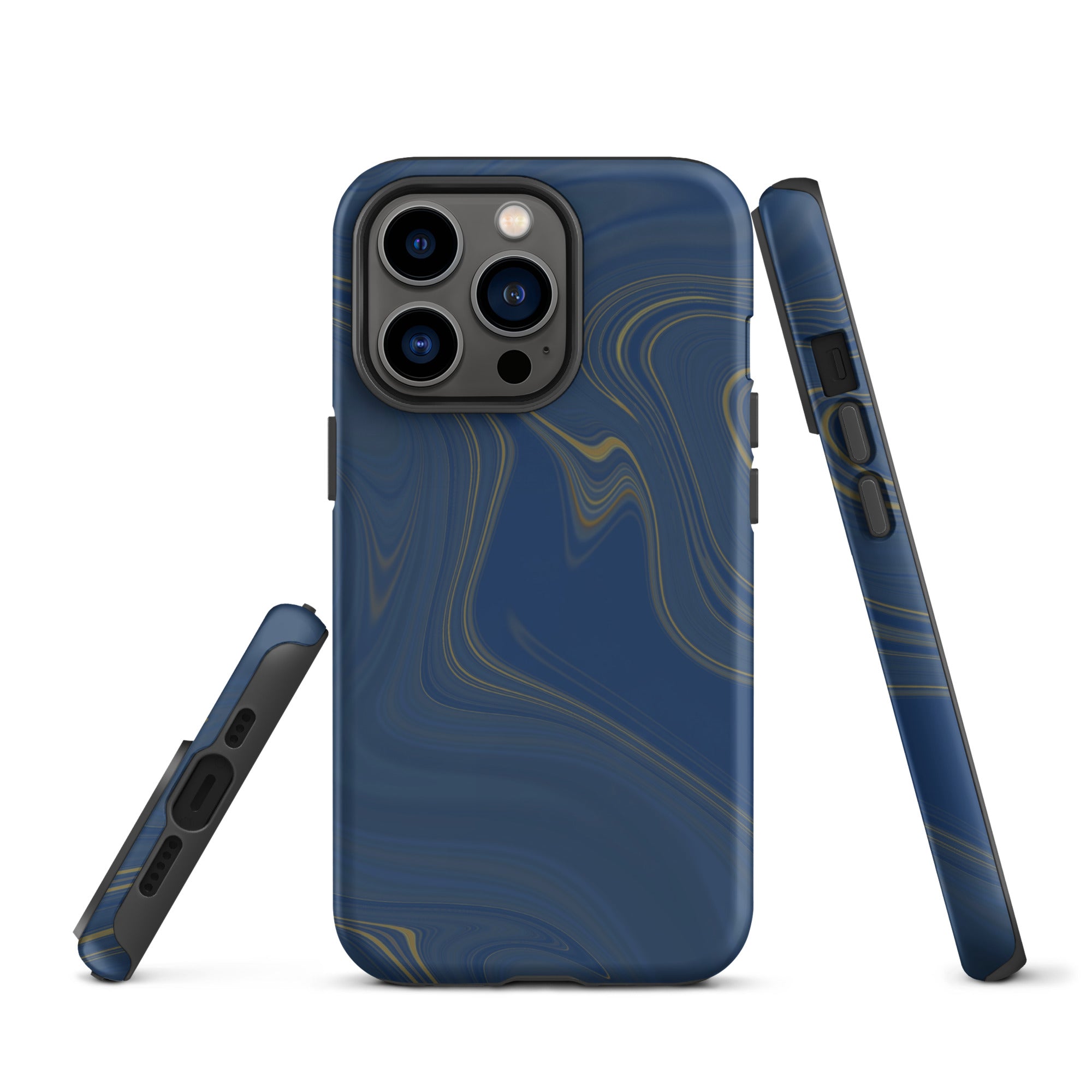 Tough Case for iPhone®- Liquid Gold Marble Blue