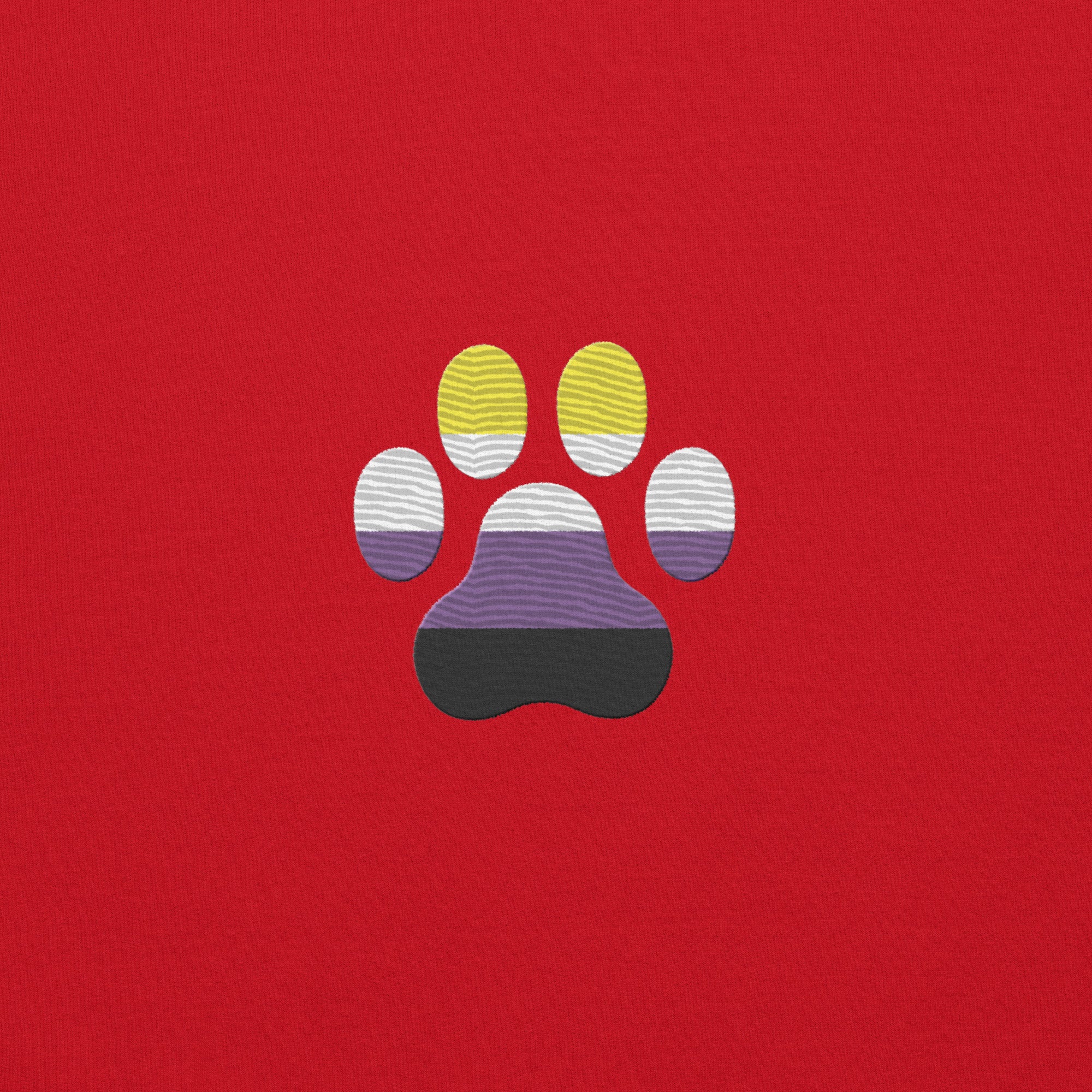 Dog Paw Embroidered Unisex Sweatshirt-Nonbinary