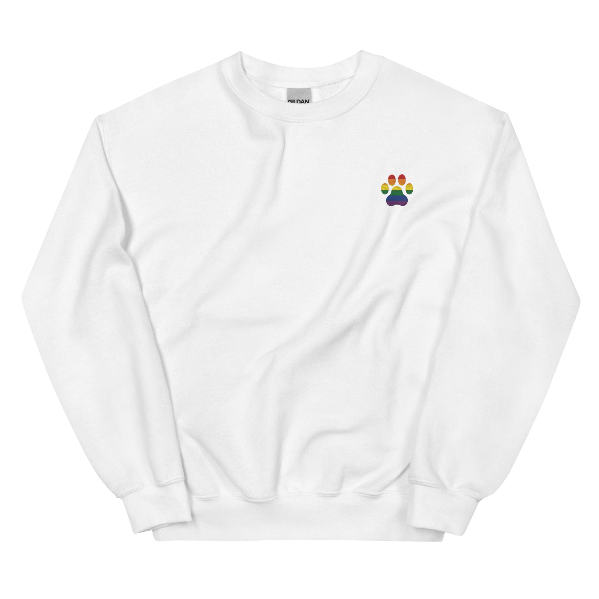 Dog Paw Embroidered Unisex Sweatshirt-Rainbow