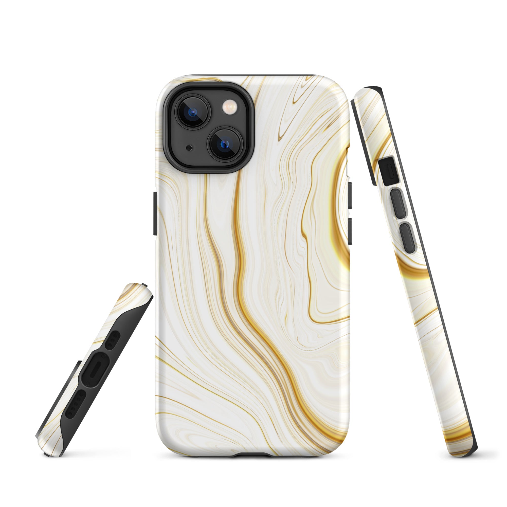 Tough Case for iPhone®- Liquid Gold Marble White