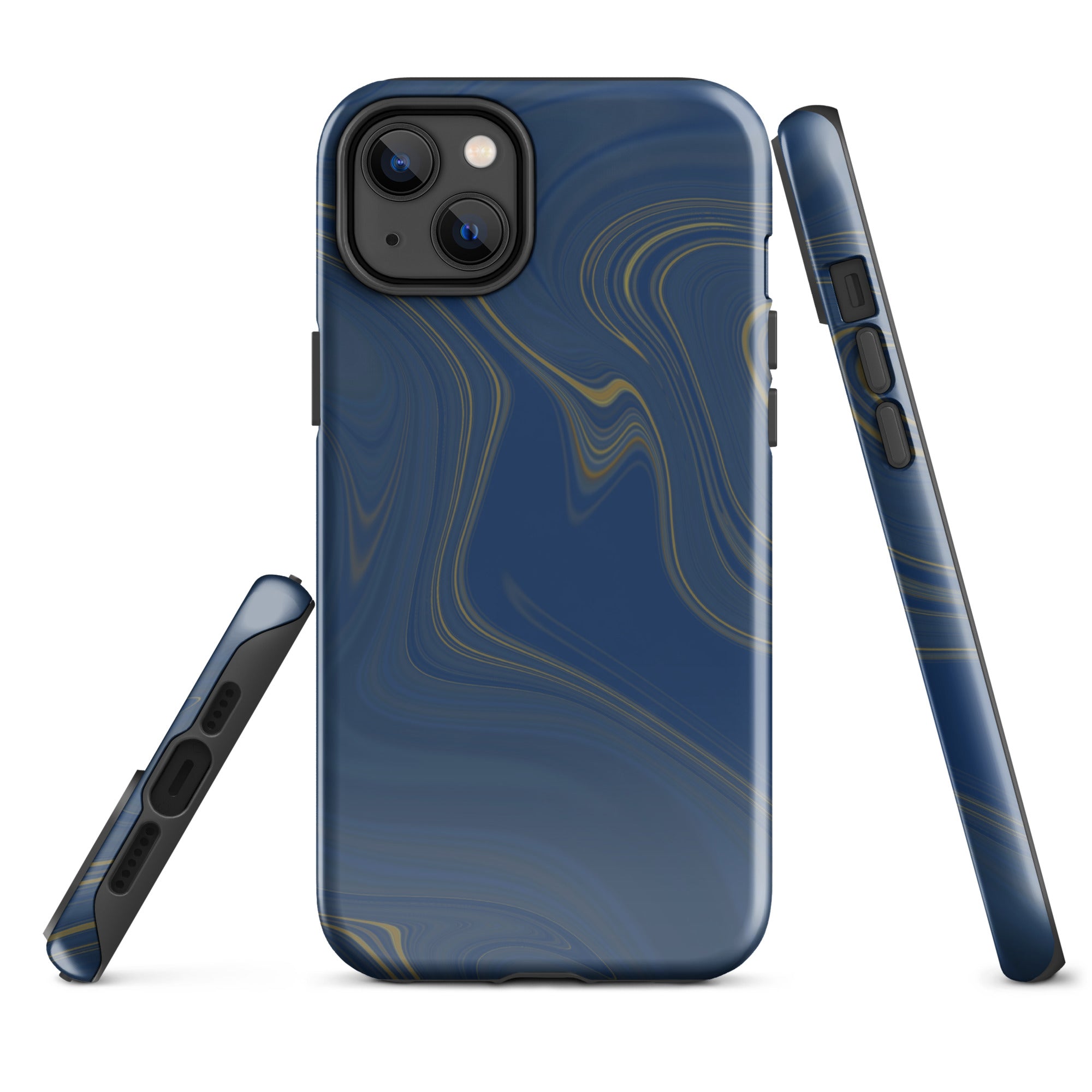 Tough Case for iPhone®- Liquid Gold Marble Blue