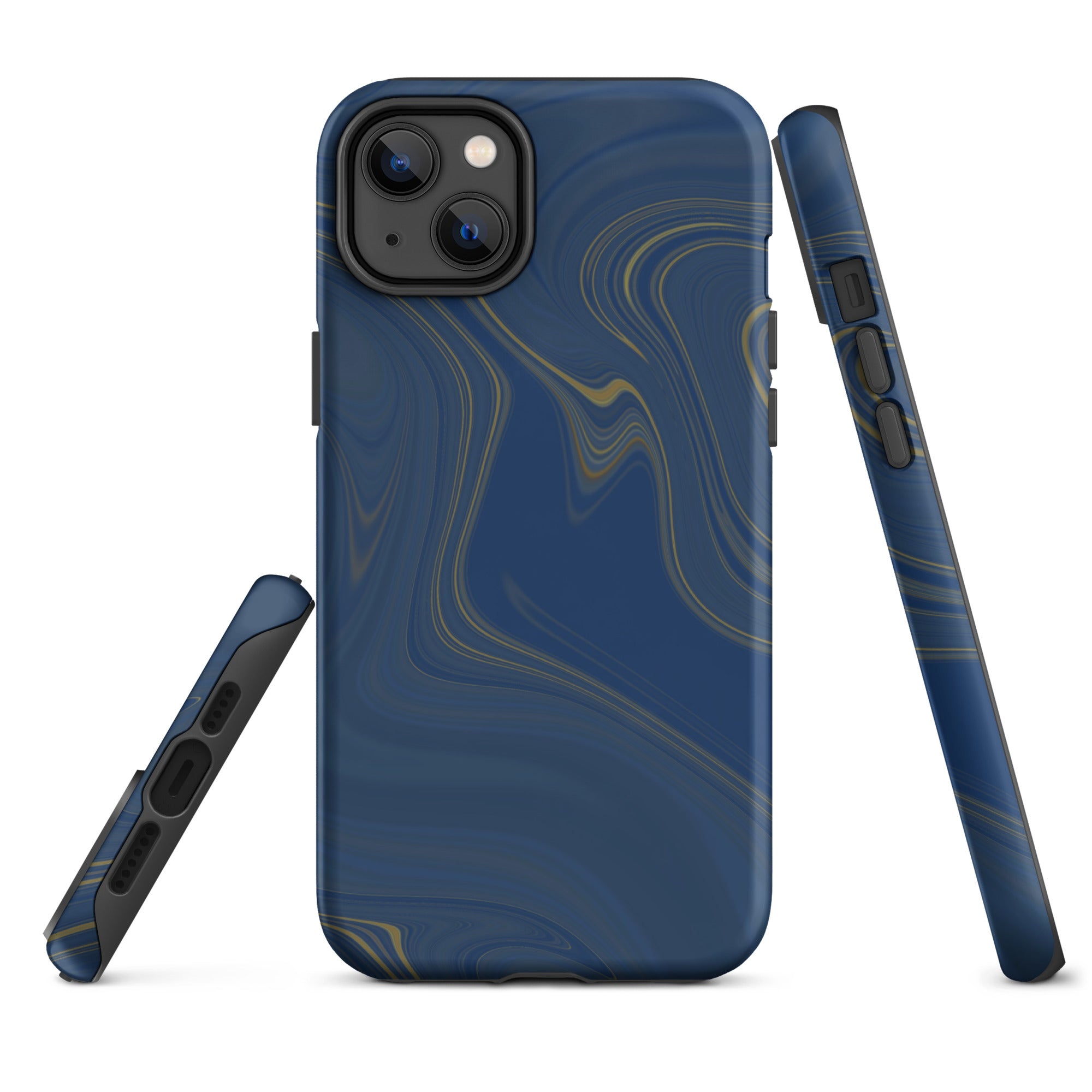 Tough Case for iPhone®- Liquid Gold Marble Blue