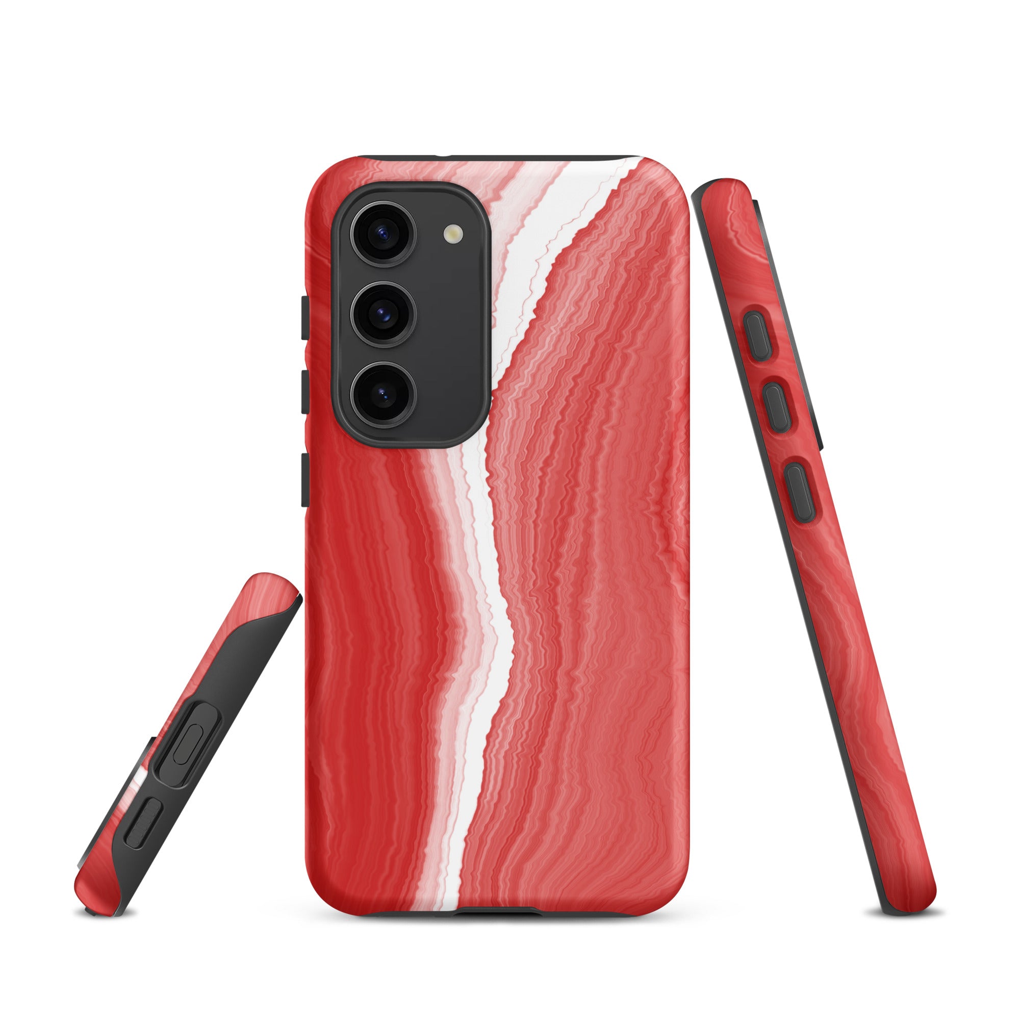 Tough case for Samsung®- Marble Red and White