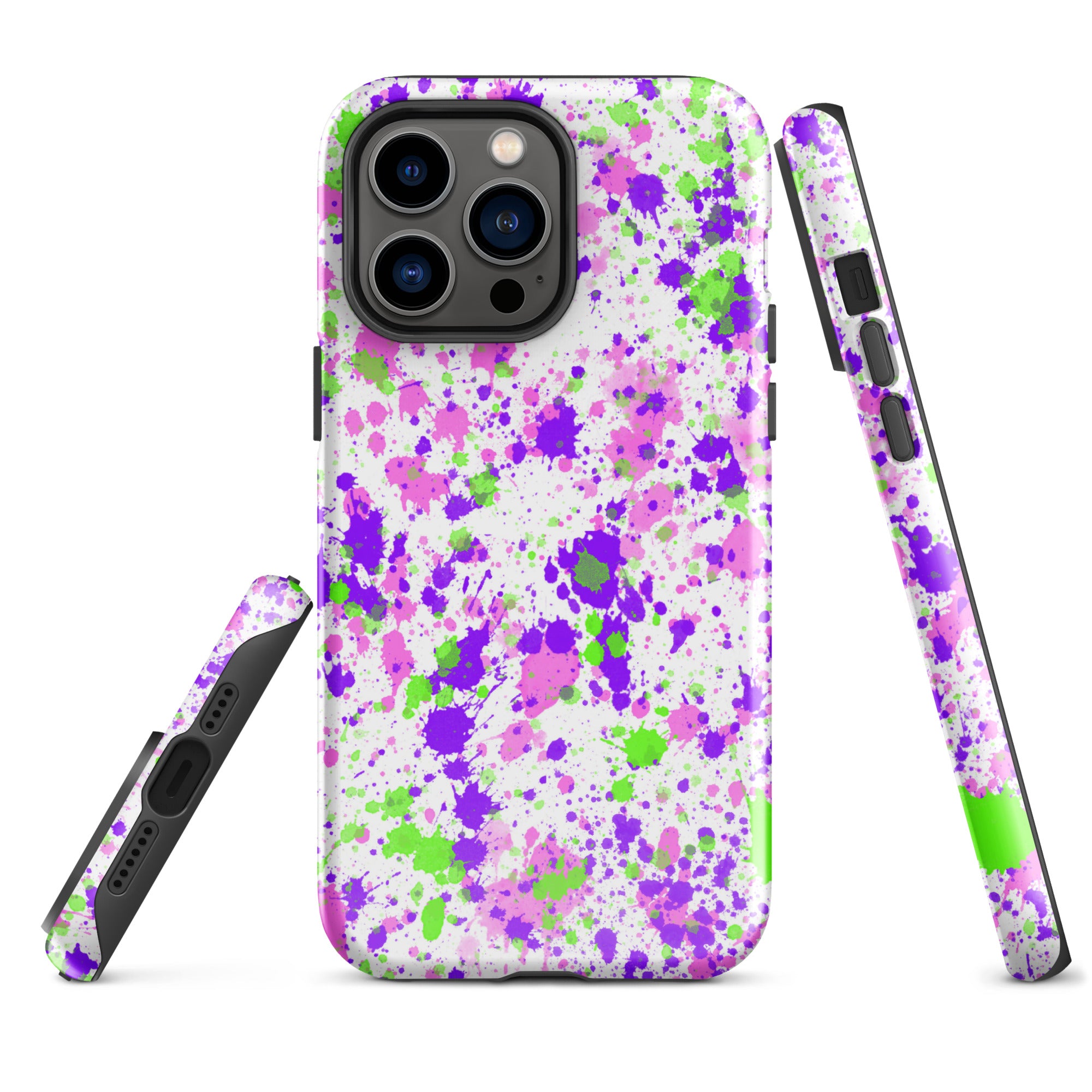 Tough Case for iPhone®- Paint Splatter Purple