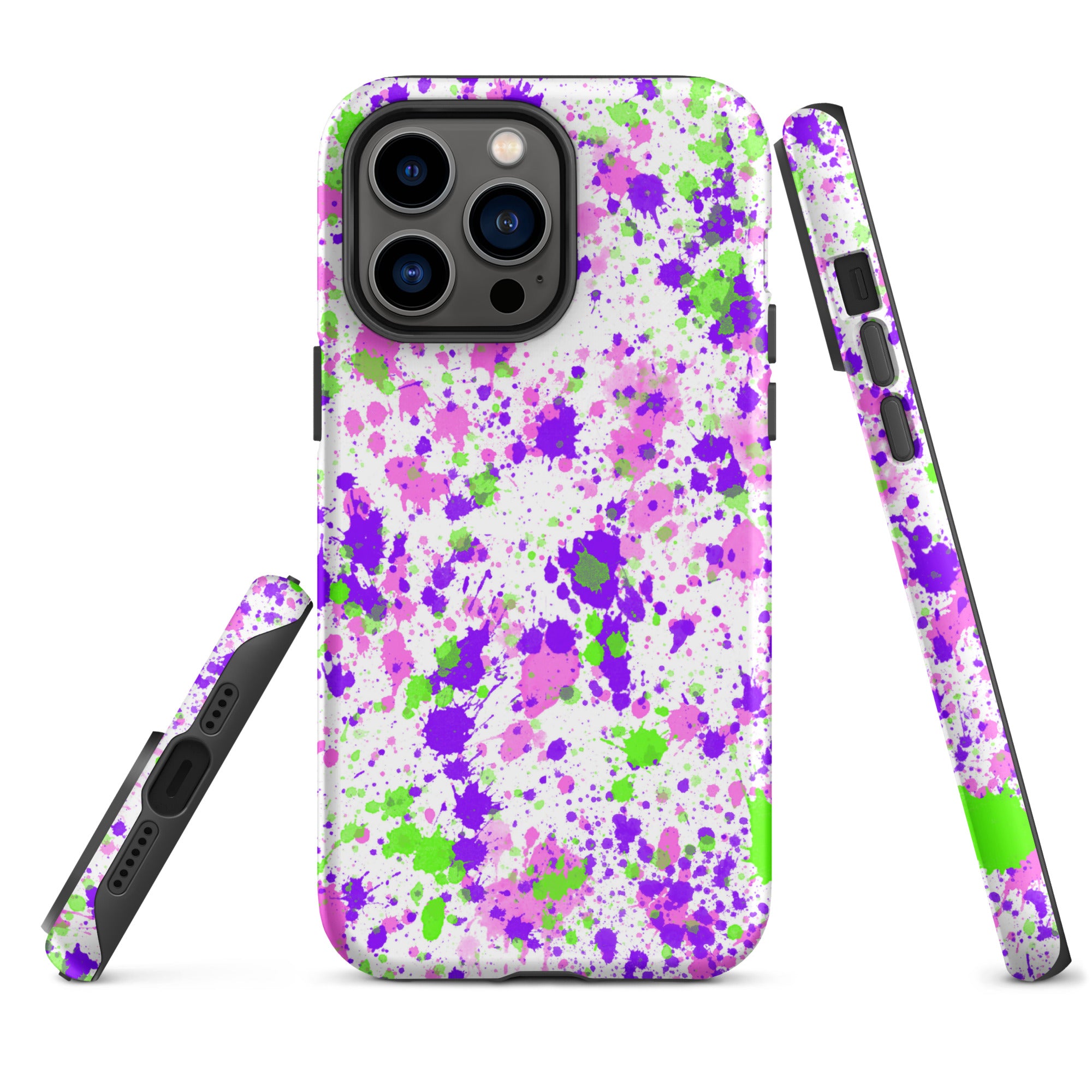 Tough Case for iPhone®- Paint Splatter Purple