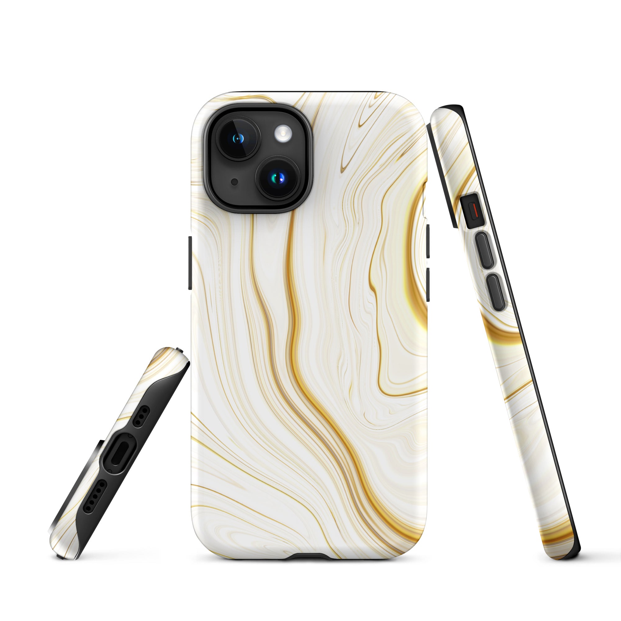 Tough Case for iPhone®- Liquid Gold Marble White