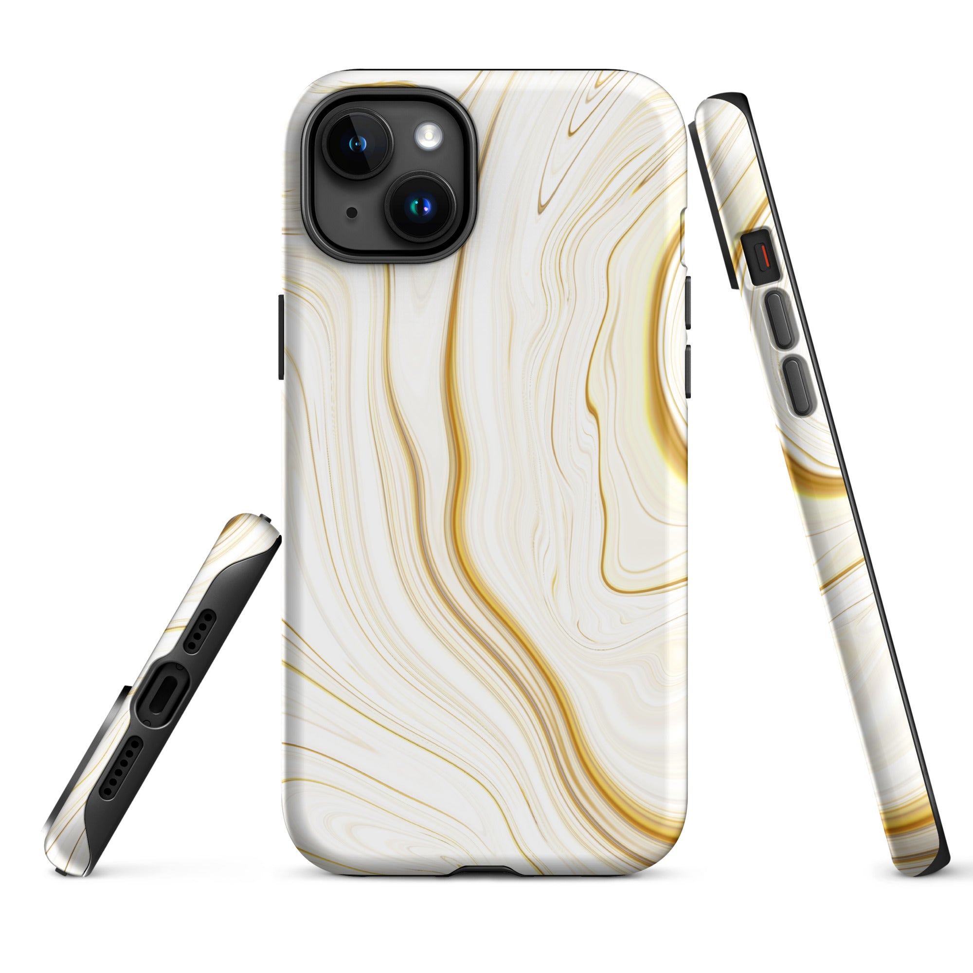 Tough Case for iPhone®- Liquid Gold Marble White