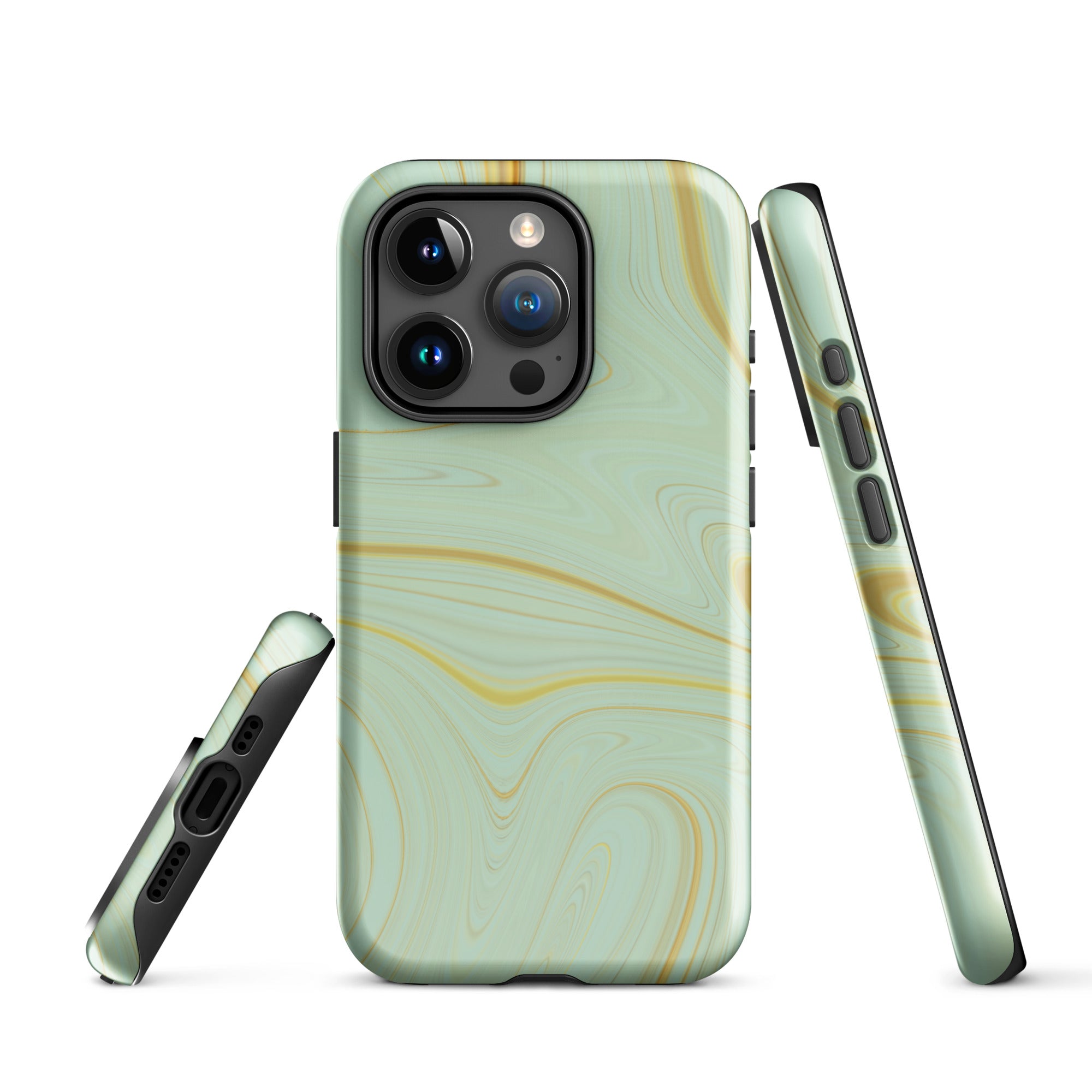 Tough Case for iPhone®- Liquid Gold Marble Green