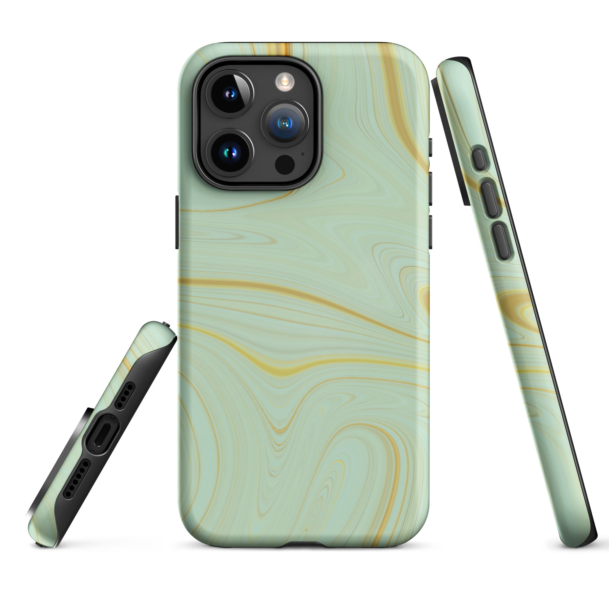 Tough Case for iPhone®- Liquid Gold Marble Green
