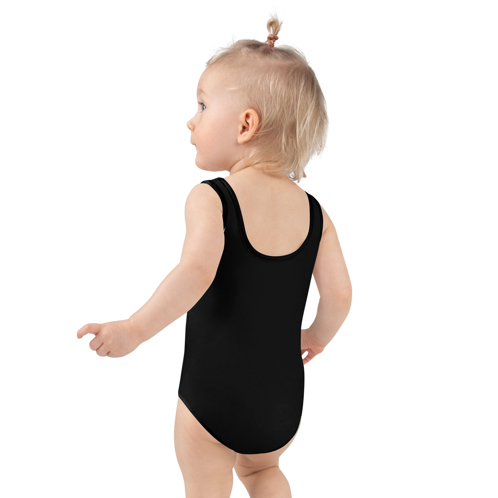 All Over Print Kids Swimsuit Black