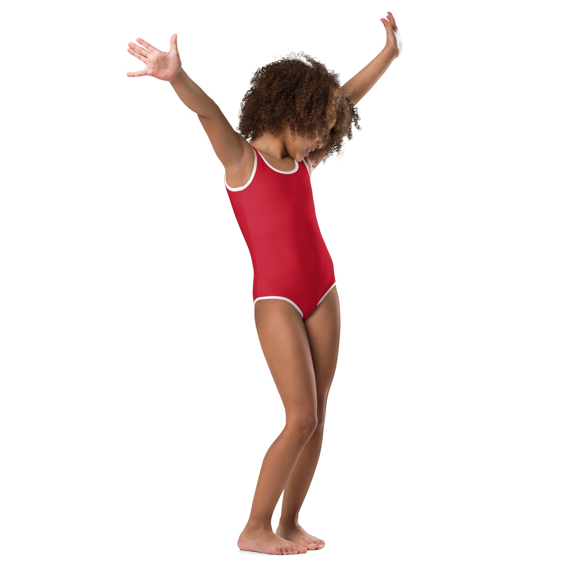 All Over Print Kids Swimsuit Red