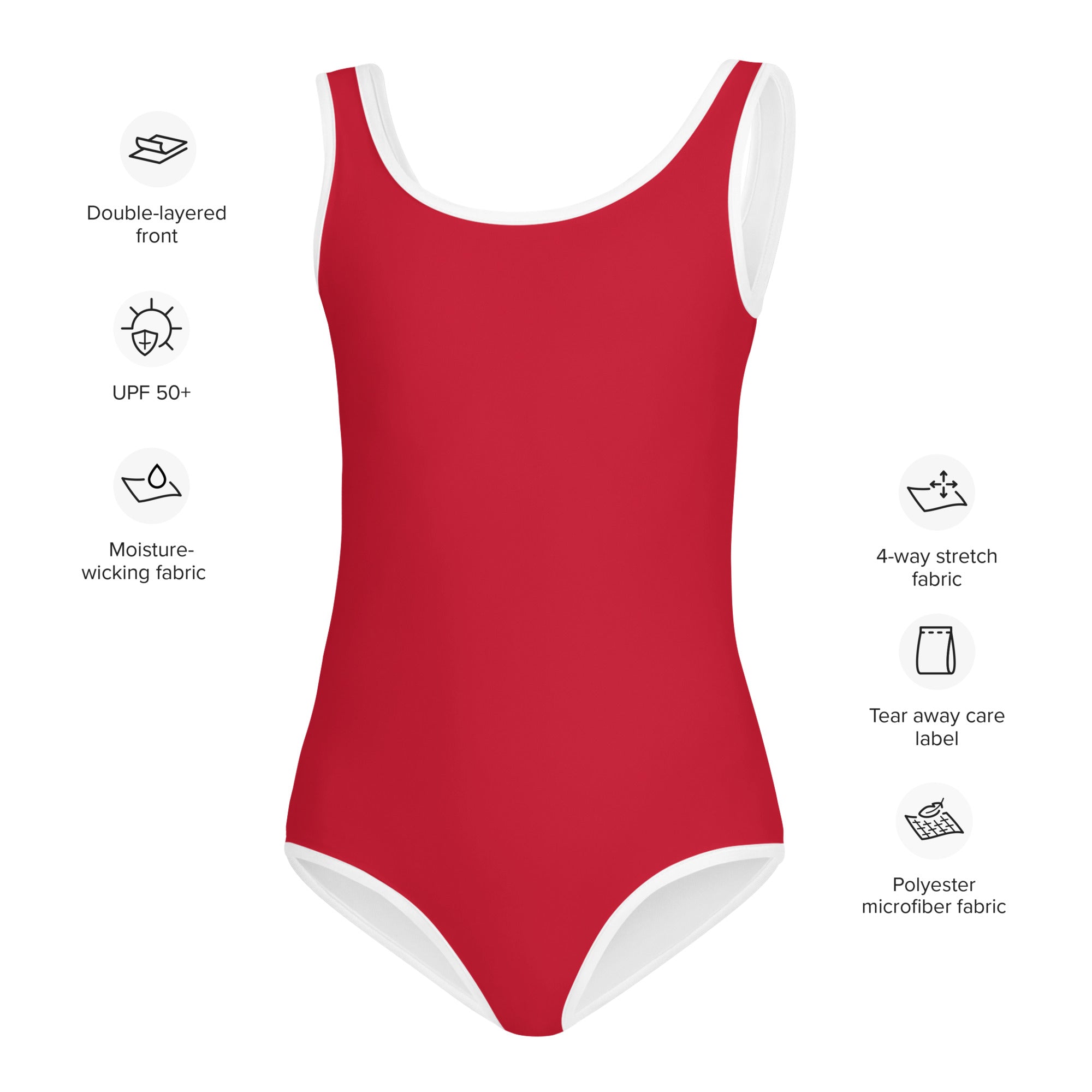 All Over Print Kids Swimsuit Red