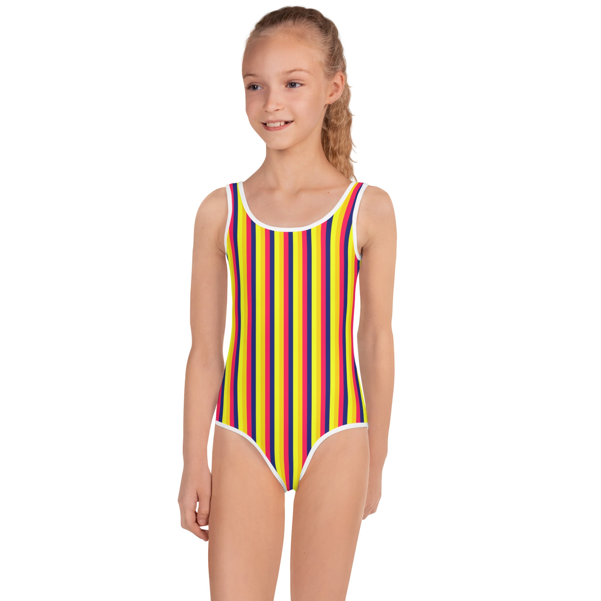 Colorful Striped Kids Swimsuit VII