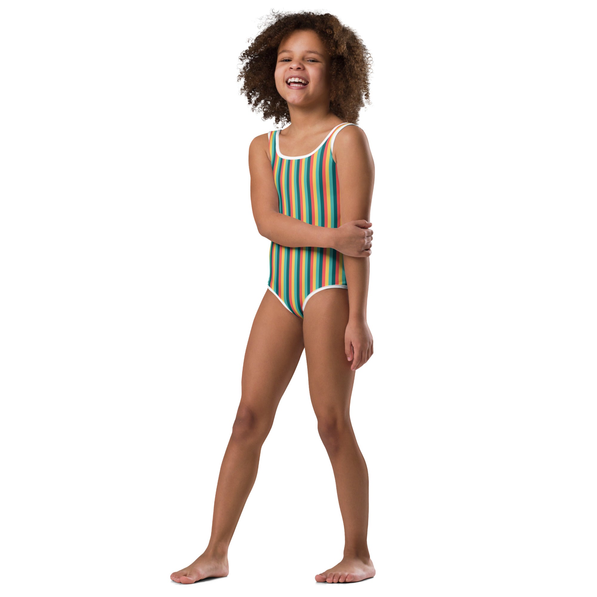 Colorful Striped Kids Swimsuit X