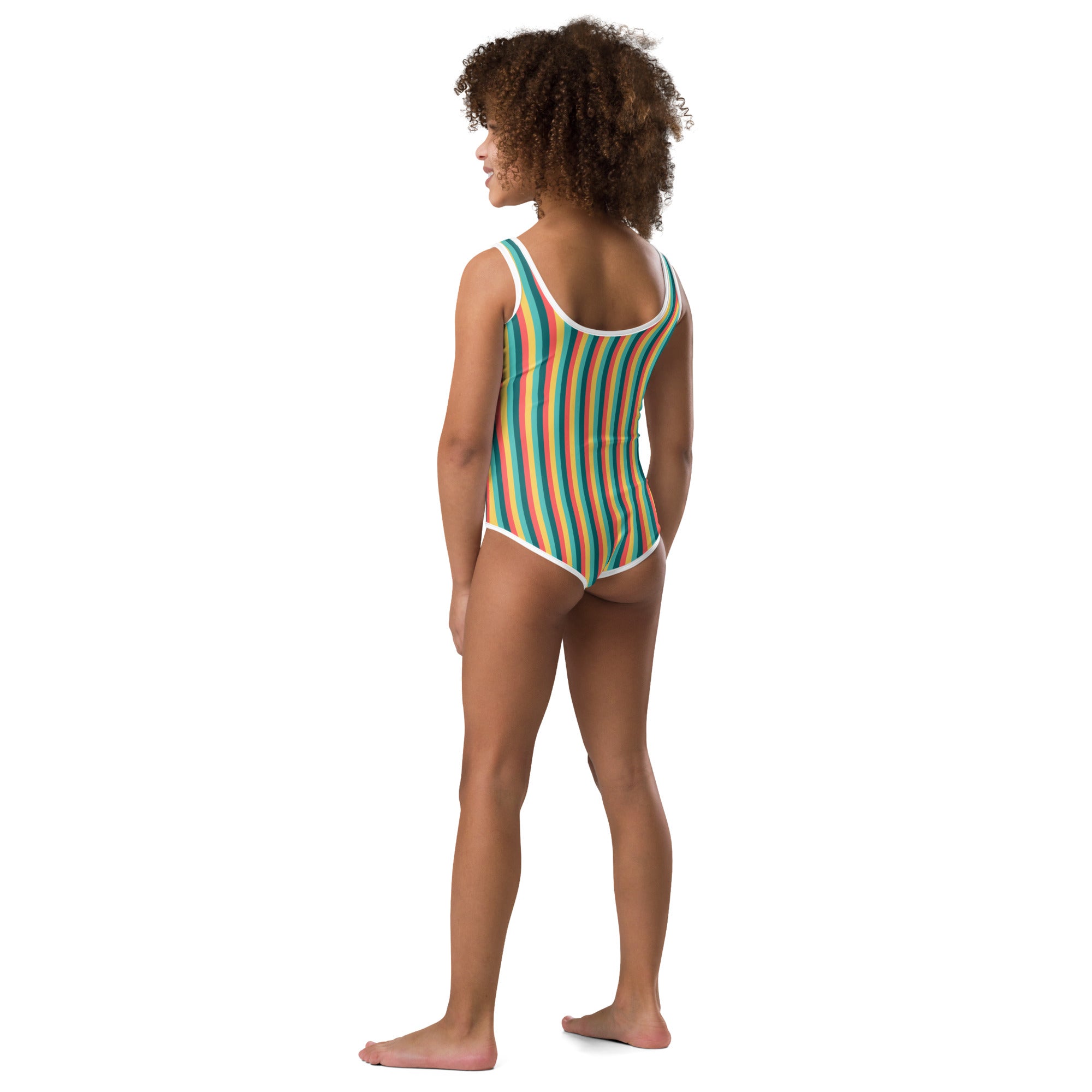 Colorful Striped Kids Swimsuit X
