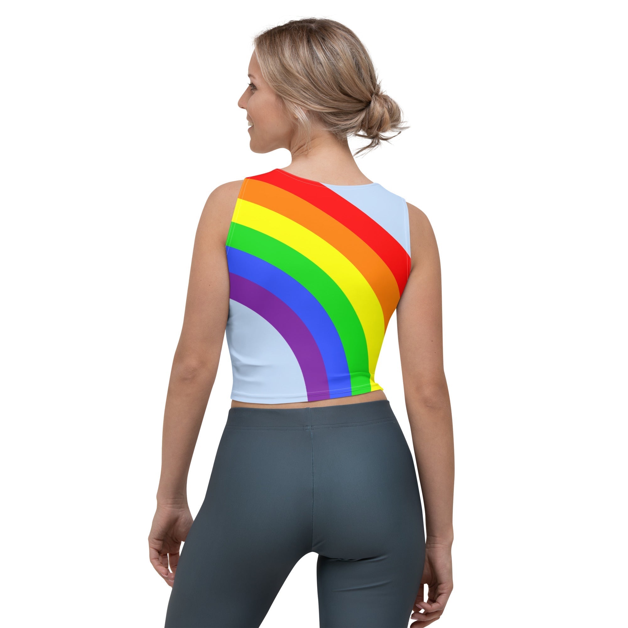Crop Top Rainbow on Cyan