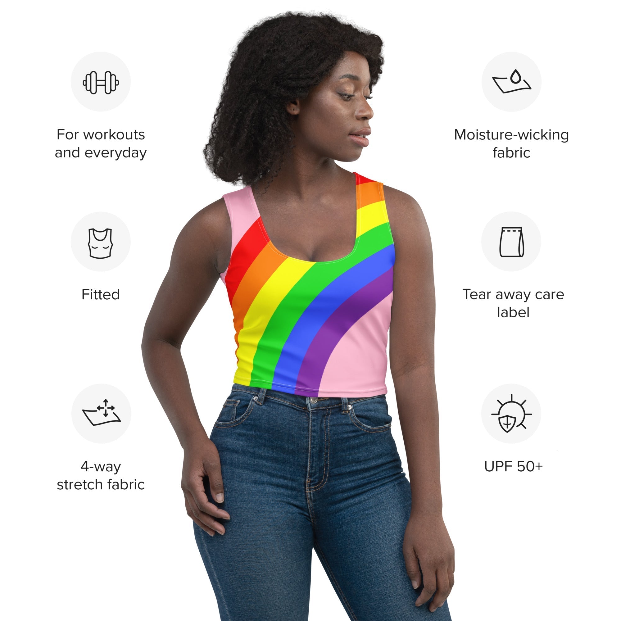 Crop Top Rainbow on Pink
