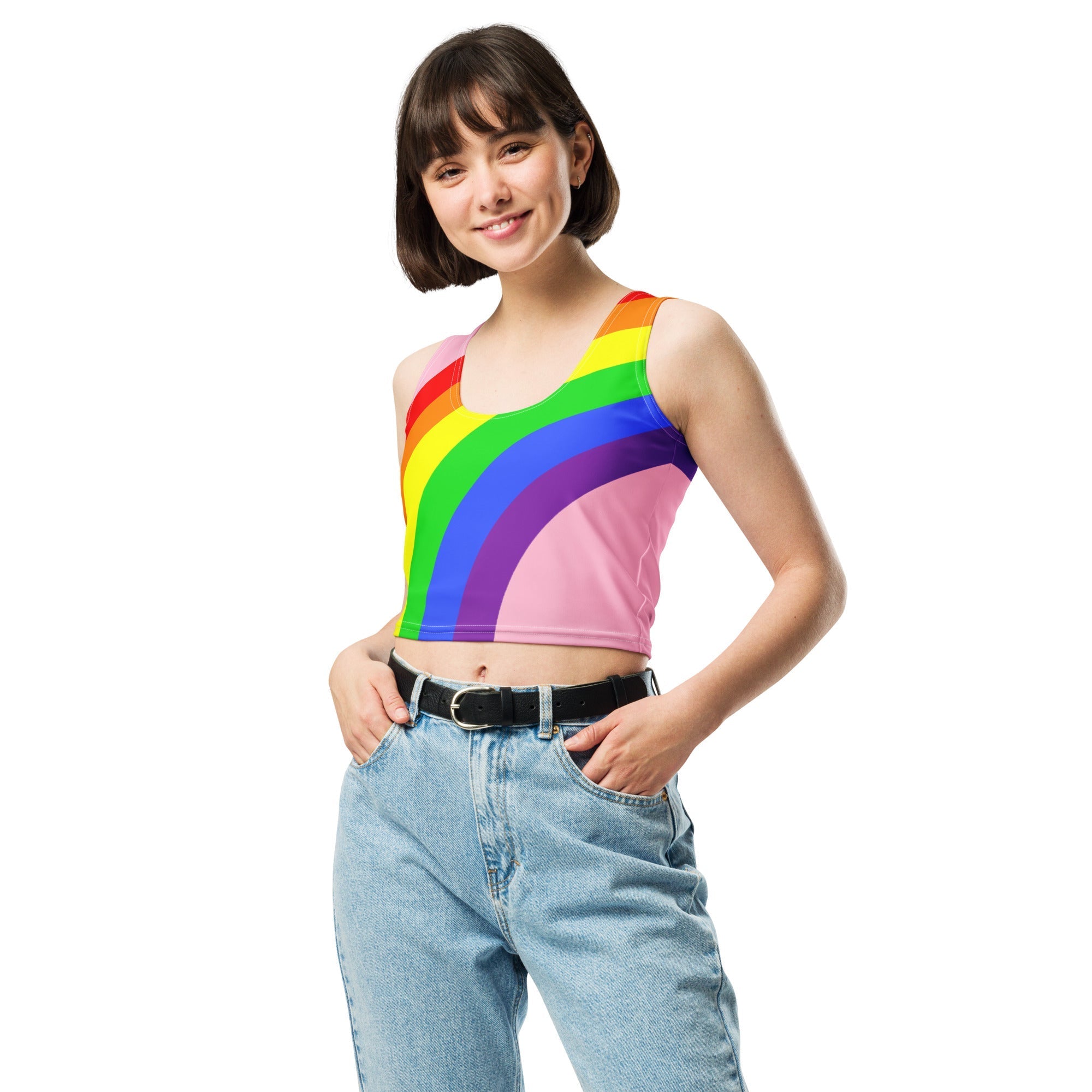 Crop Top Rainbow on Pink