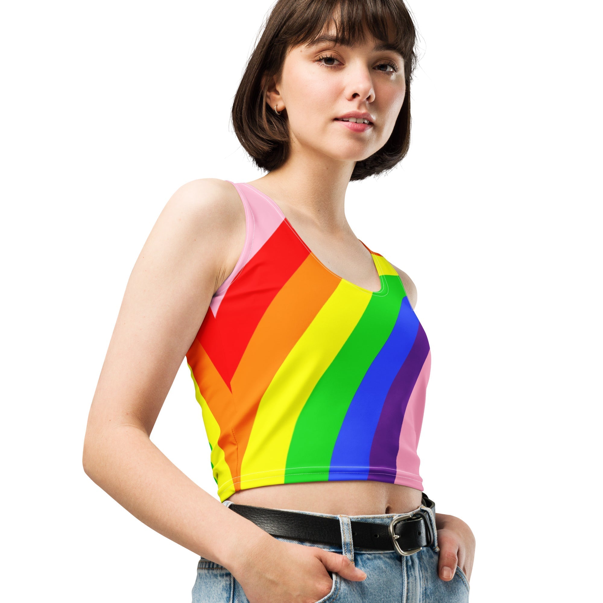 Crop Top Rainbow on Pink