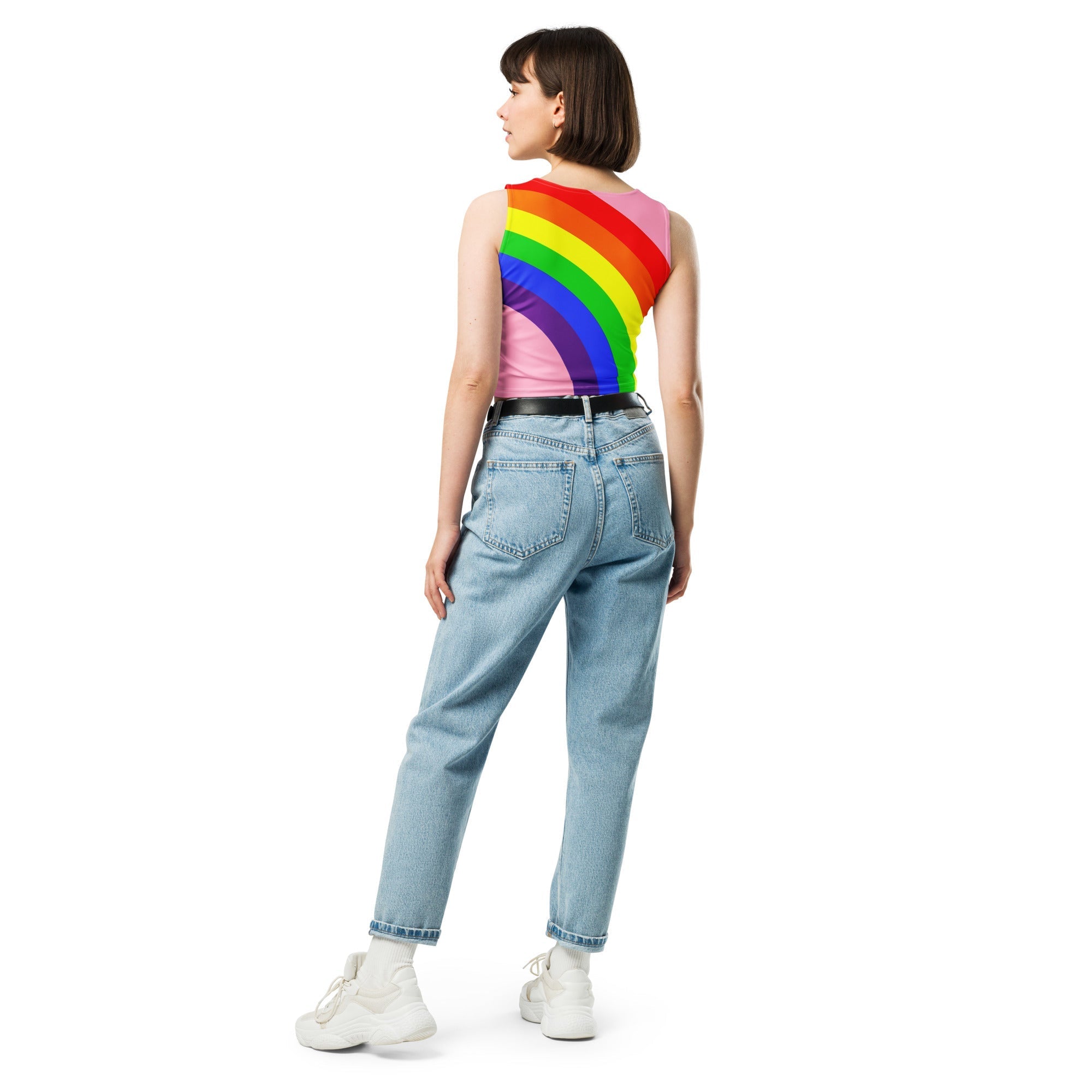 Crop Top Rainbow on Pink