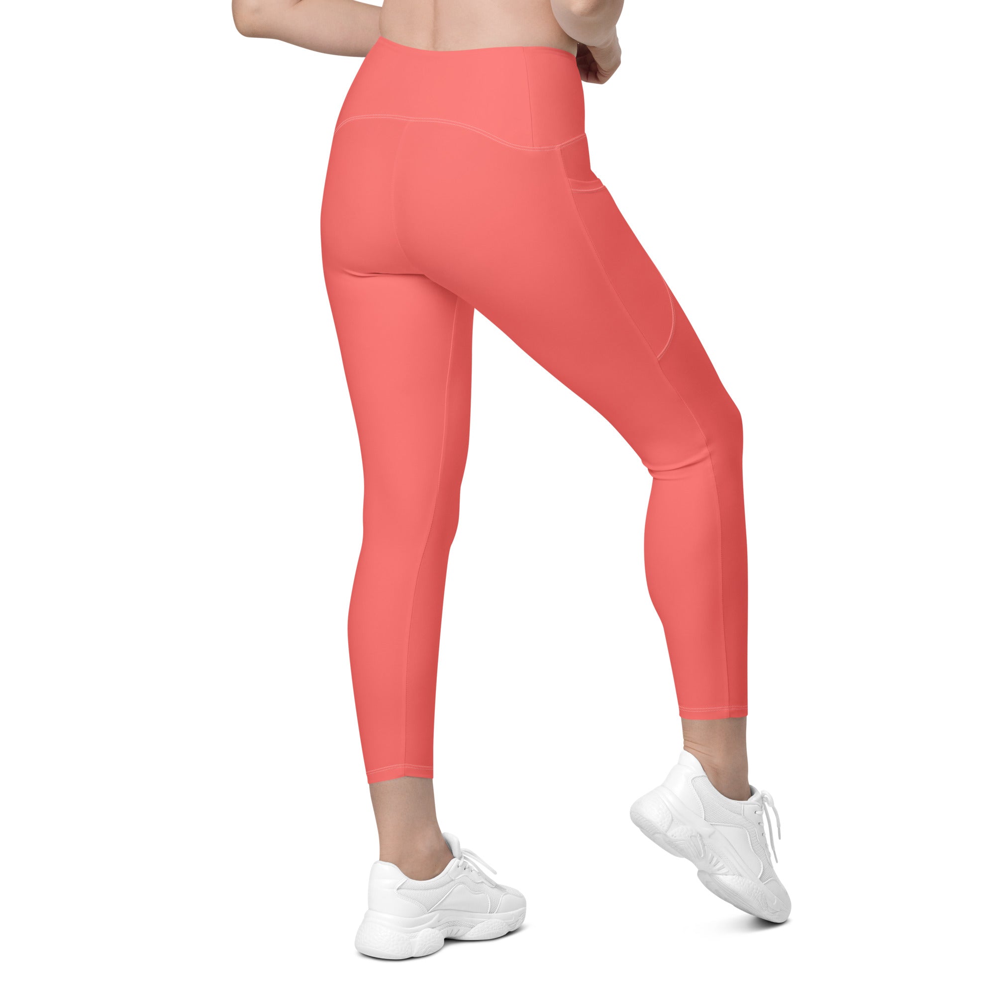 Crossover leggings with pockets Coral