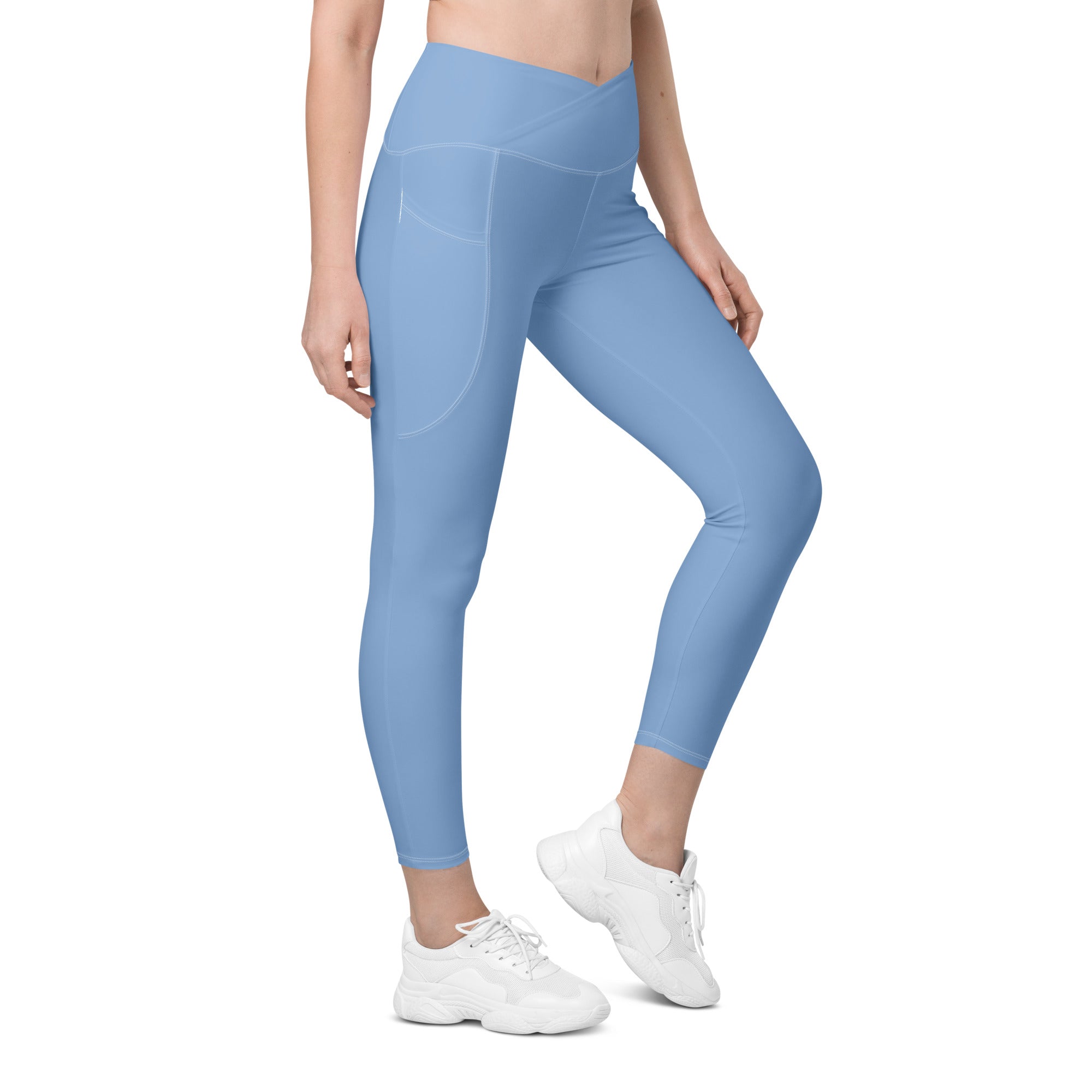 Crossover leggings with pockets Light Blue