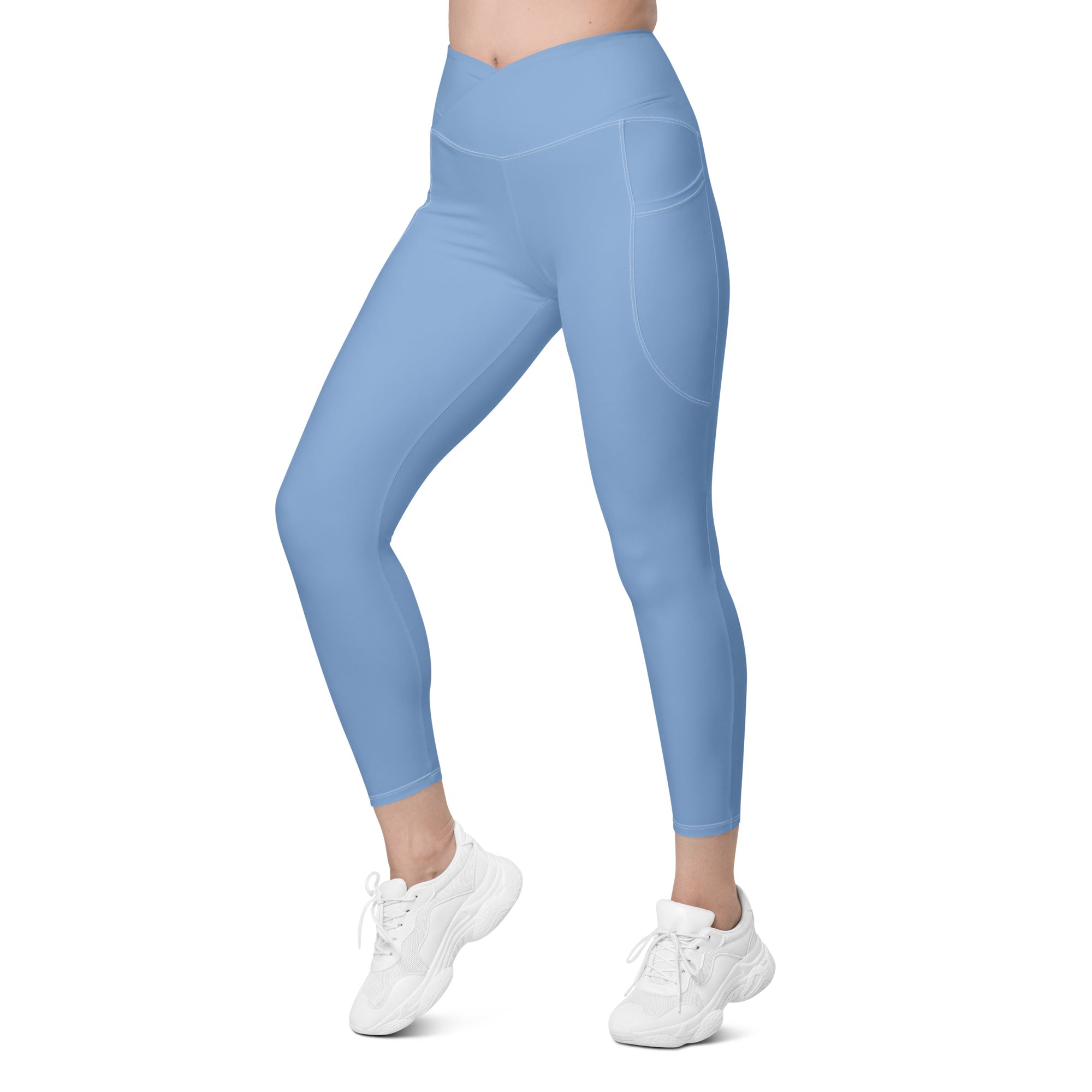 Crossover leggings with pockets Light Blue