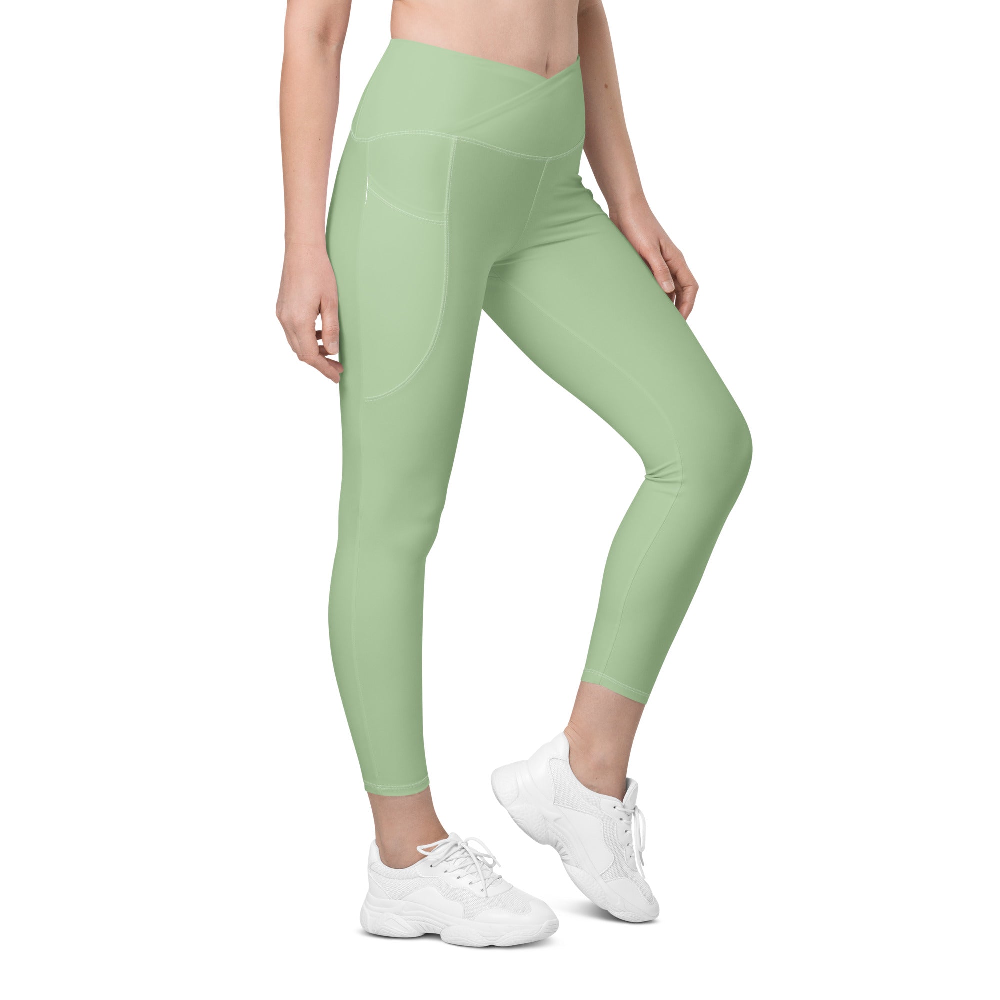 Crossover leggings with pockets Light Green