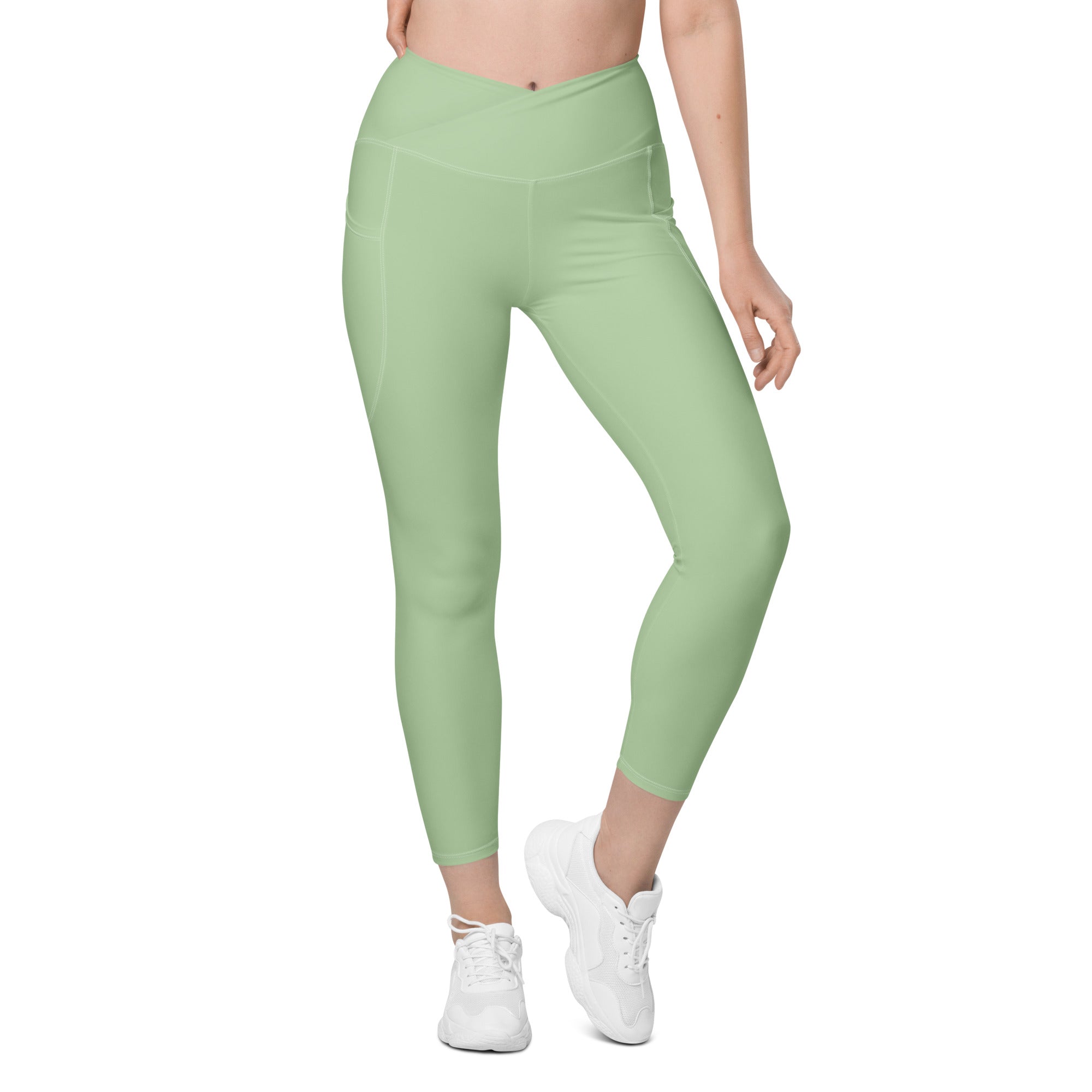 Crossover leggings with pockets Light Green