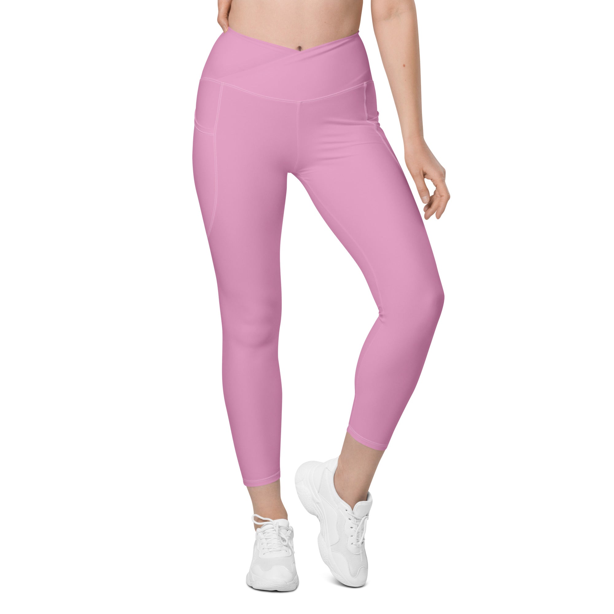 Crossover leggings with pockets Pink
