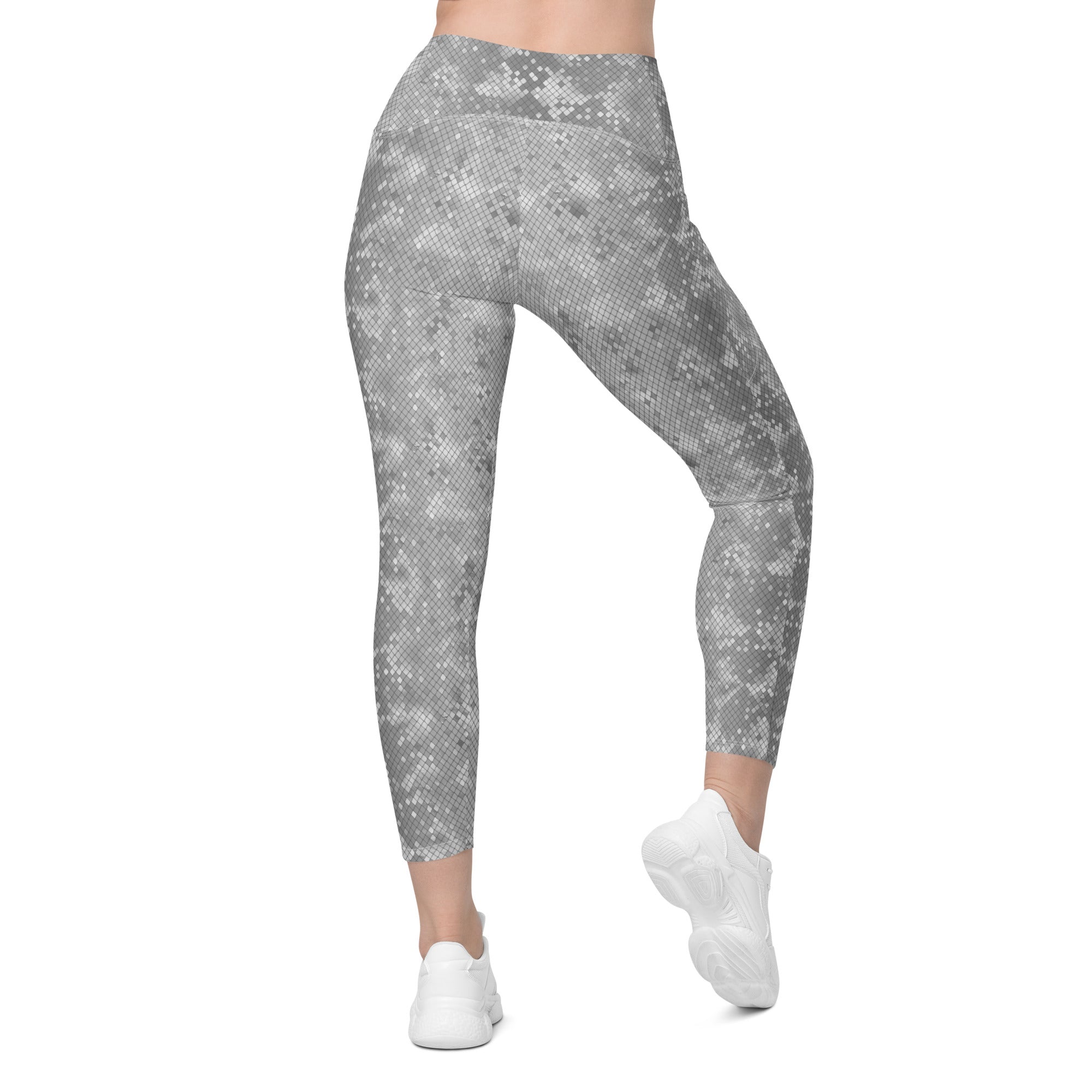 Crossover leggings with pockets SNAKE Print GREY