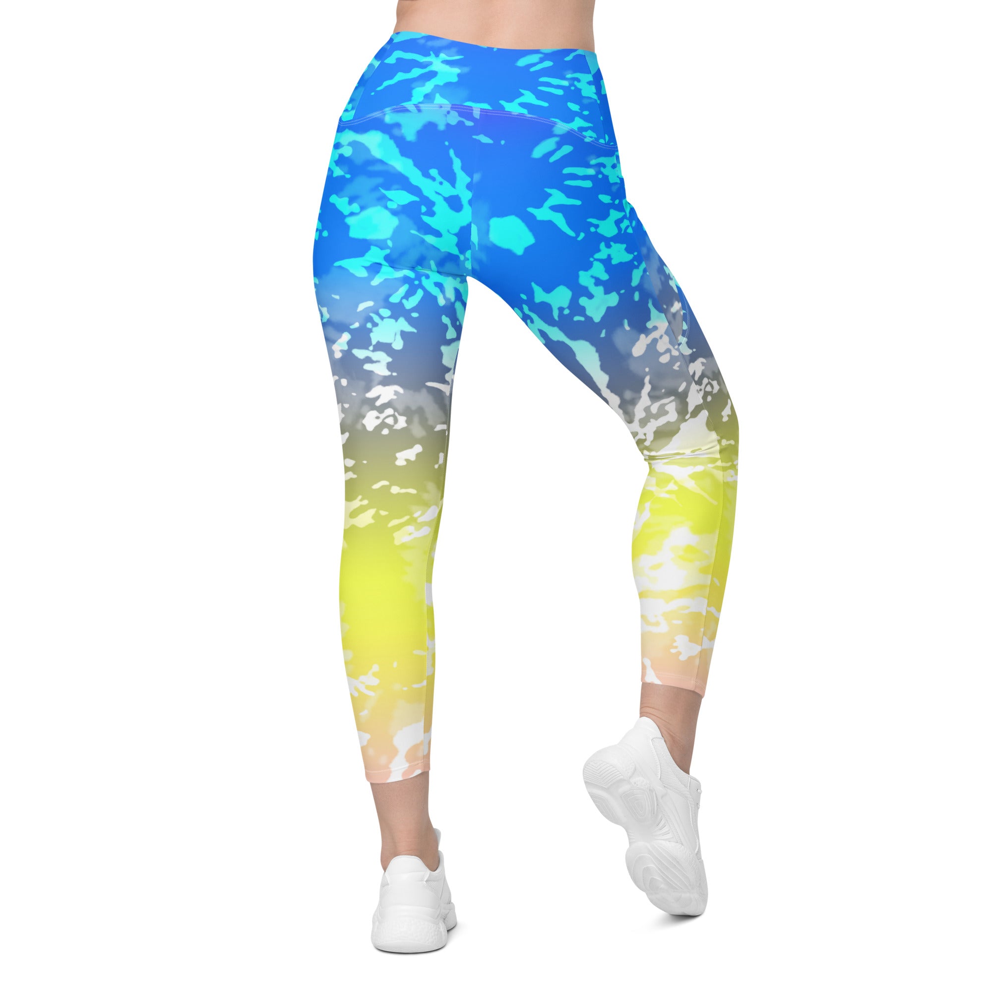 Crossover leggings with pockets Tie Dye Multicolour Splashes