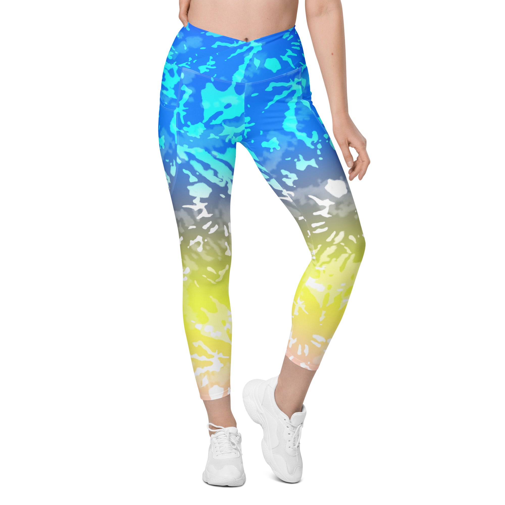 Crossover leggings with pockets Tie Dye Multicolour Splashes