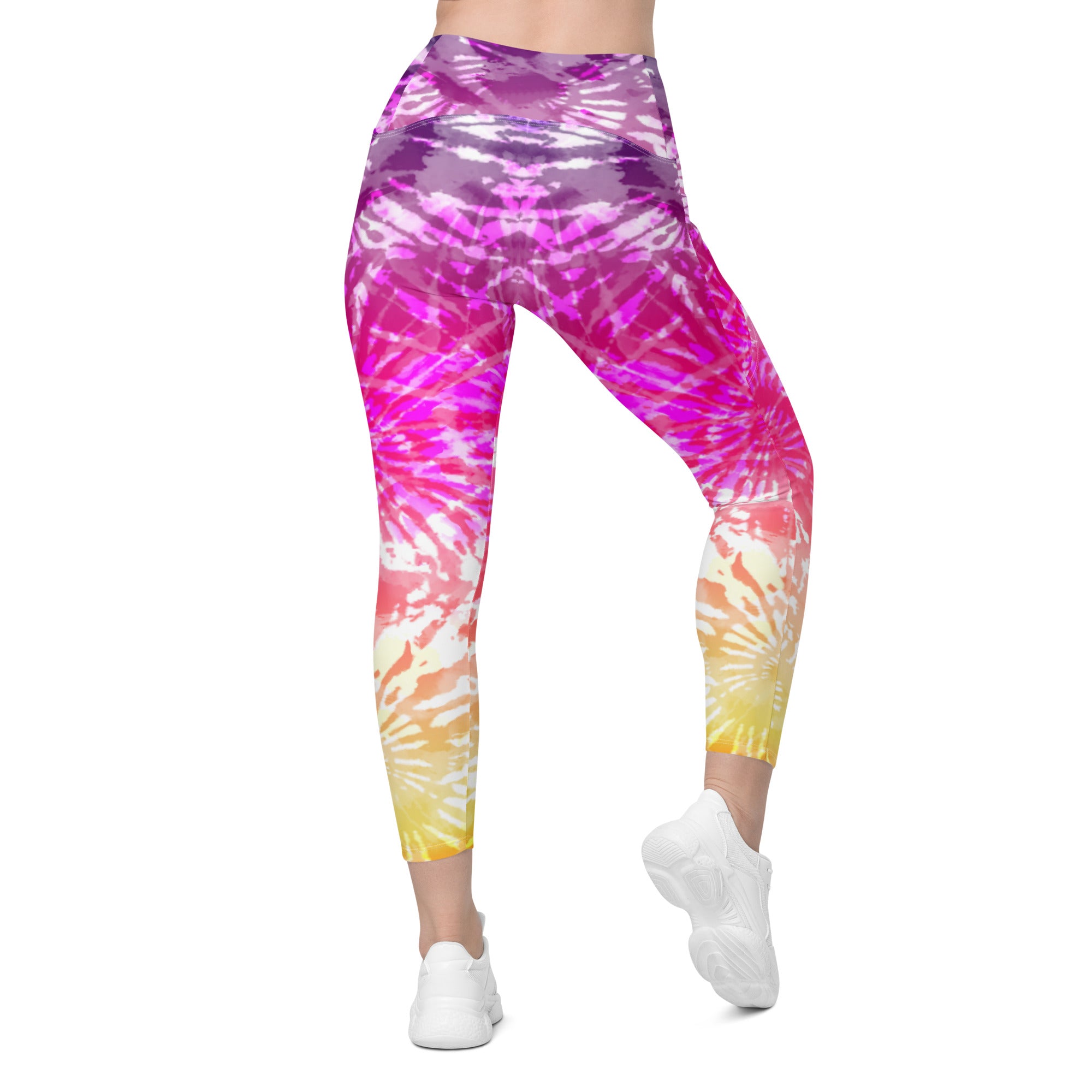 Crossover leggings with pockets Tie Dye Spirals