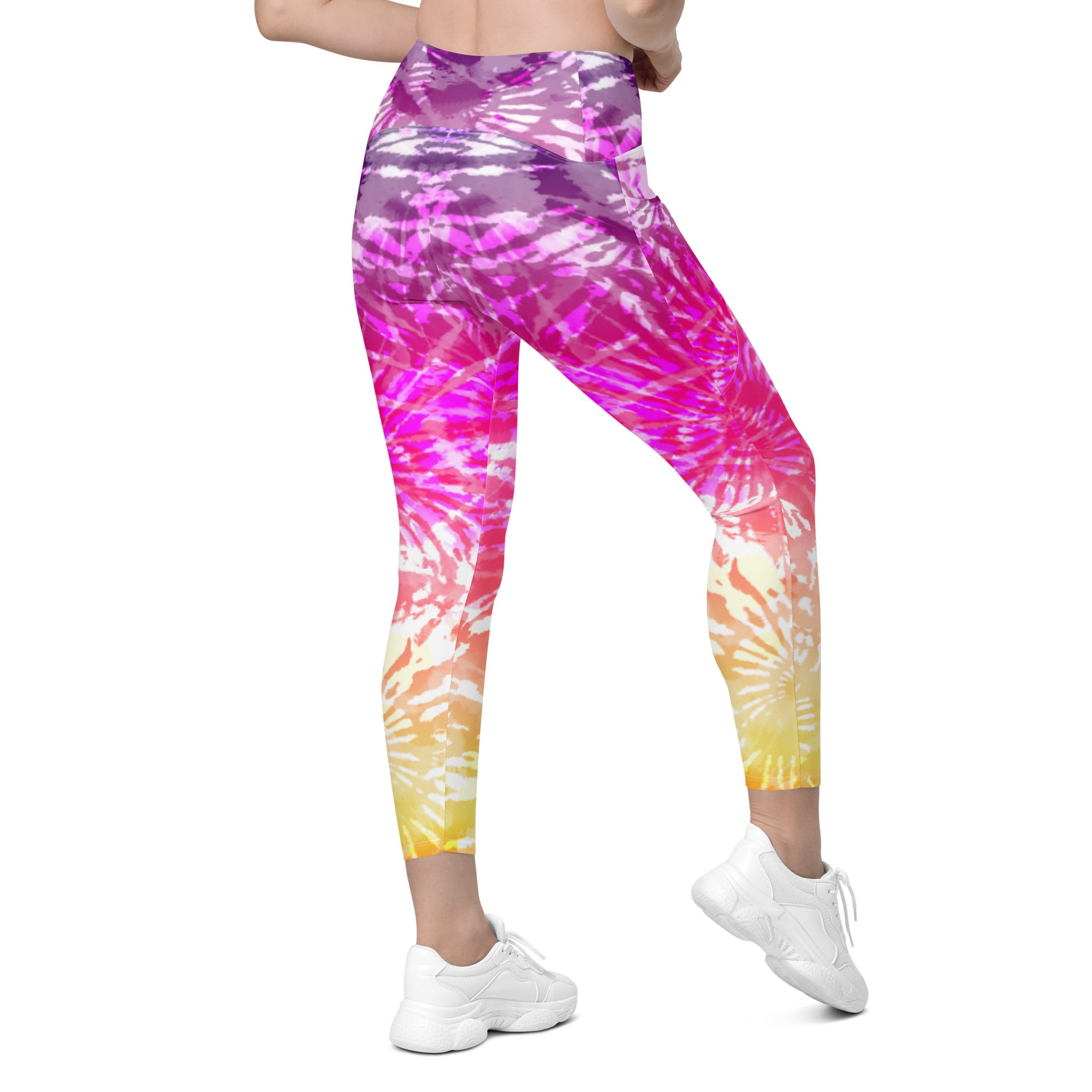 Crossover leggings with pockets Tie Dye Spirals